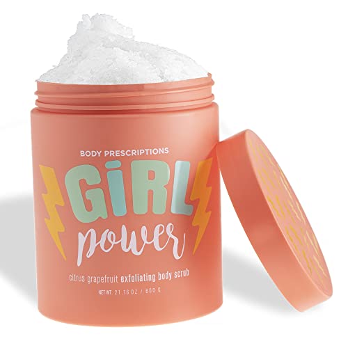 Girl Power Exfoliating Body Scrub with Citrus & Grapefruit | Daily Body Wash for Smooth, Nourished Skin | Body Prescriptions Body Cleanser | Perfect for Shower & Spa Day Self-Care Routine