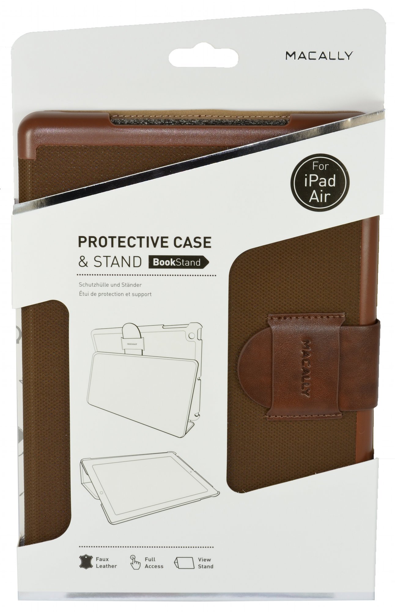 Macally Bookstand Case with Stand Function for iPad Air (5th/4th Gen) - Adjustable Viewing Angle, Protective Cover, Lightweight Design - Perfect for Reading, Watching Movies & Working (Brown, Model 18026)