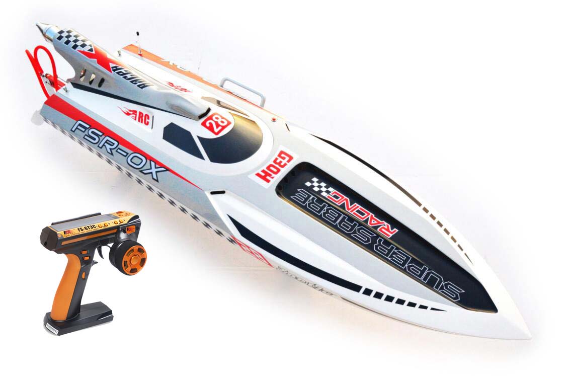 G30H 30CC Gas Powered RC Racing Boat - 70KM/H High Speed Fiber Glass Hull (Gray/Red/Yellow) with DIY Model Engine & Servo Transmitter - 1380x390x320mm ARTR Kit for Lakes, Pools & Competitive RC Boat Racing