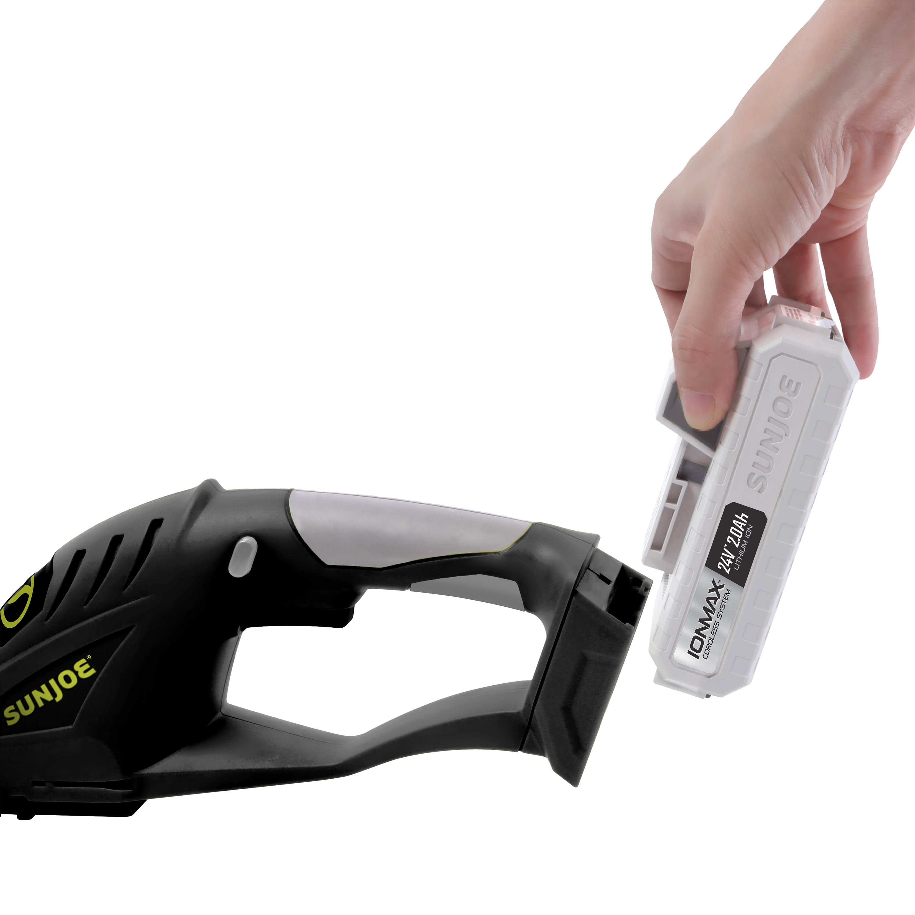 Sun Joe 24V Cordless Handheld Hedger and Pruner with 2.0Ah Battery & Charger - Lightweight Electric Shrub Trimmer for Garden Landscaping and Yard Maintenance