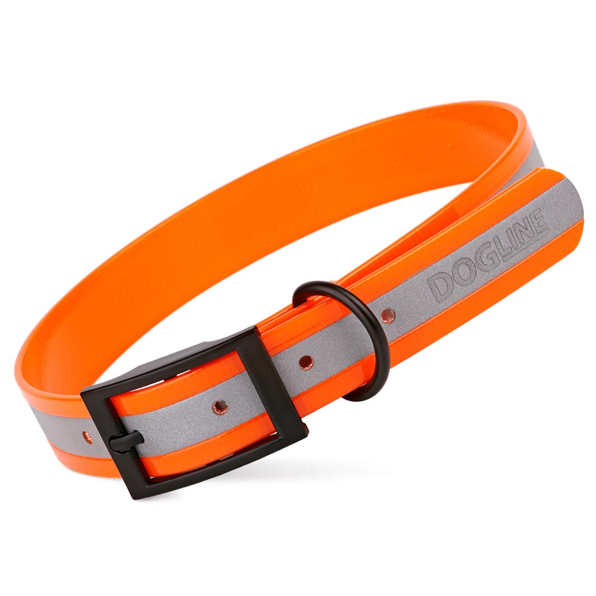 Premium Reflective Waterproof Dog Collar - Biothane Coated Nylon Webbing with Black Hardware - Odor-Proof & Easy Clean - Small/Medium/Large Sizes (1
