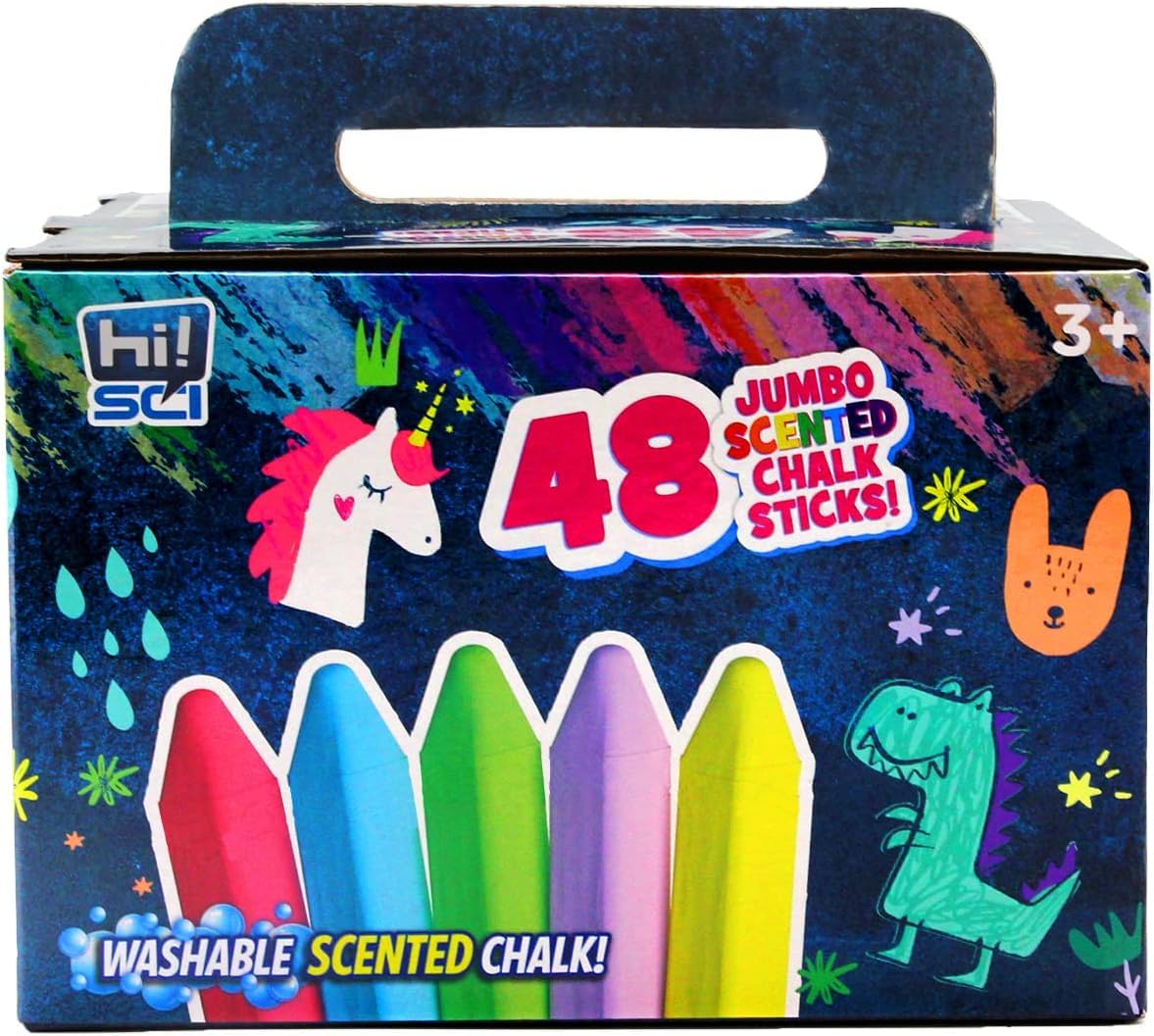 48-Pack Vibrant Scented Neon Sidewalk Chalk for Kids - Jumbo Washable Cone-Shaped Chalk for Outdoor Play, Street Art & Chalkboard Activities - Perfect for Driveway Drawing, Classroom Learning & Summer Fun