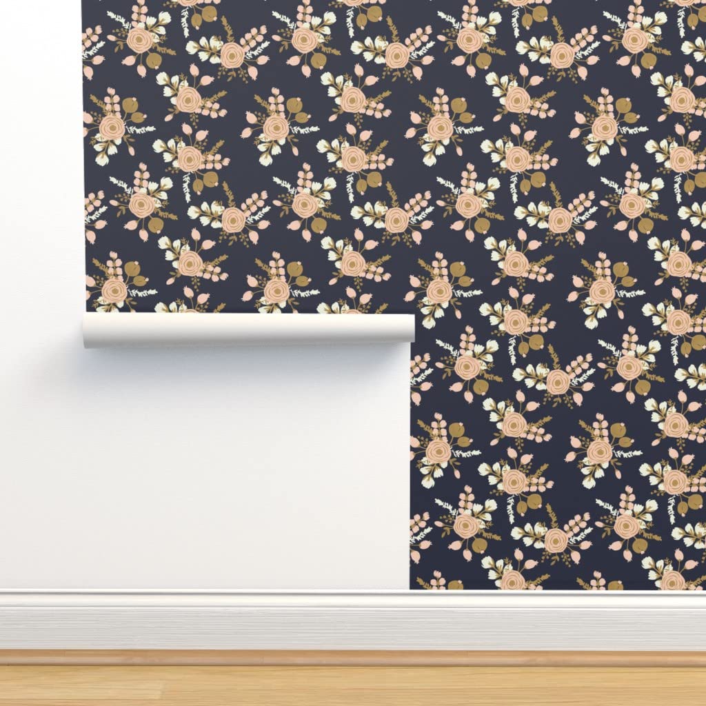 Commercial Grade Floral Wallpaper Swatch - Vintage Inspired Roses, Midcentury Modern & Traditional Design by Spoonflower | Perfect for Living Room, Bedroom, or Office Decor