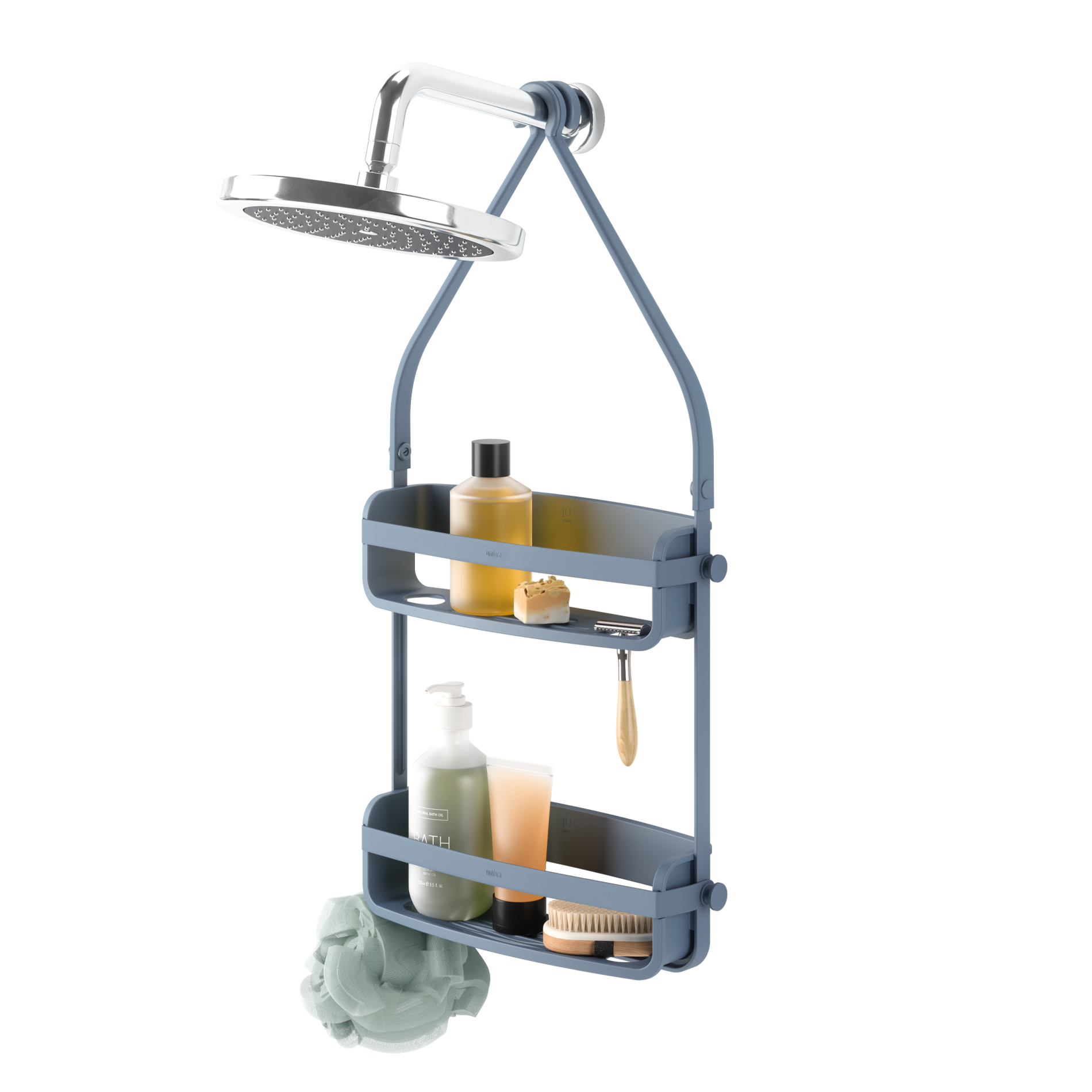 Flexible Shower Caddy - Rustproof Bathroom Organizer with Adjustable Hooks for Shampoo, Soap & Accessories - Perfect for Small Spaces, Dorm Rooms & Apartment Showers