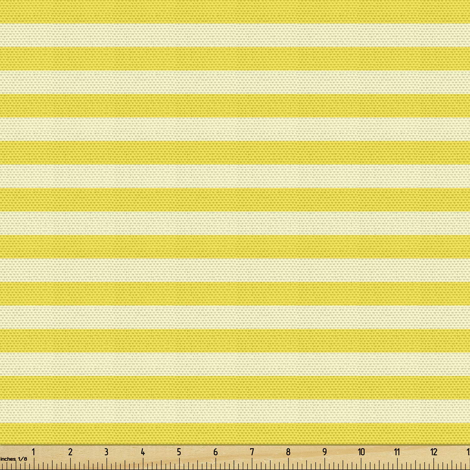 Ambesonne Yellow Tones Striped Fabric by The Yard - 10 Yards Mustard Cream Upholstery Material for Sofa, Curtains & Home Decor | Summer Inspired Decorative Cotton Fabric for DIY Projects & Crafting