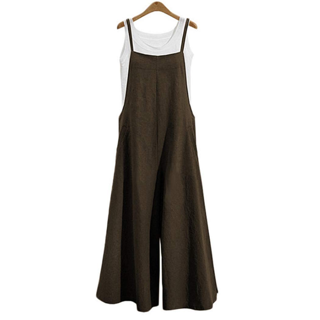 HANMAX Women's Strappy Jumpsuit - Casual Long Dungaree Romper Plus Size Wide Leg Baggy Overalls for Summer Outfits, Streetwear & Boho Fashion