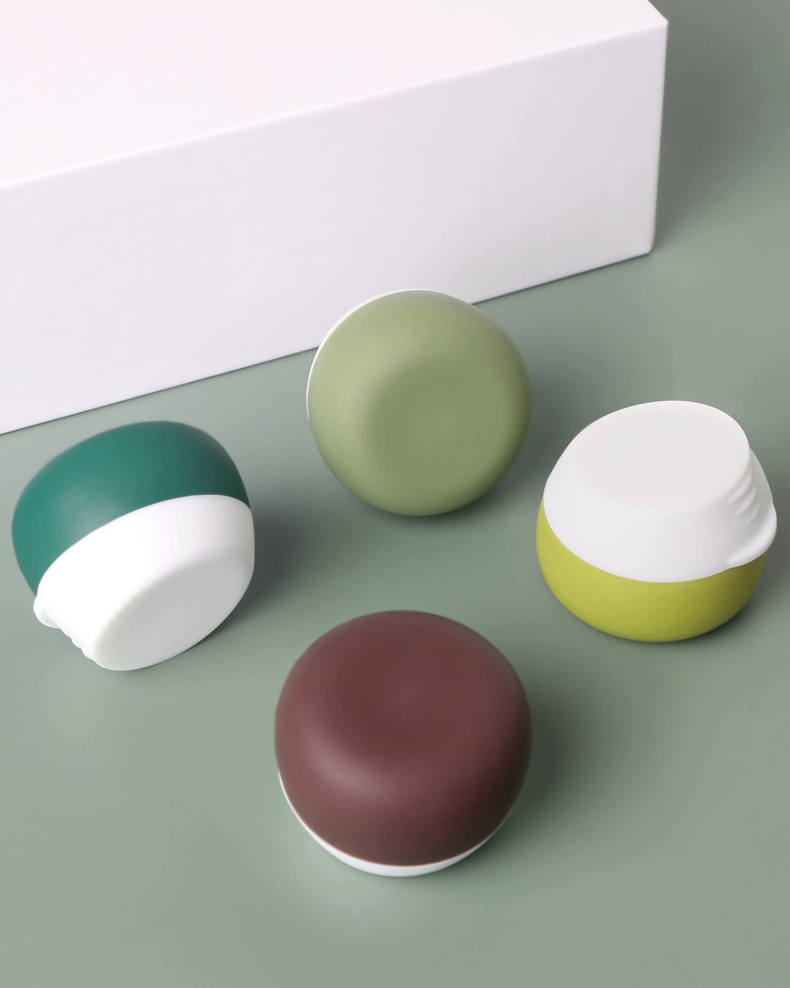 Gemice Silicone Travel Containers for Toiletries - 4-Piece TSA Approved Leak-Proof Cream Jars for Cosmetic, Makeup, Face & Body Creams - Perfect for Air Travel, Gym Bags & On-The-Go Skincare