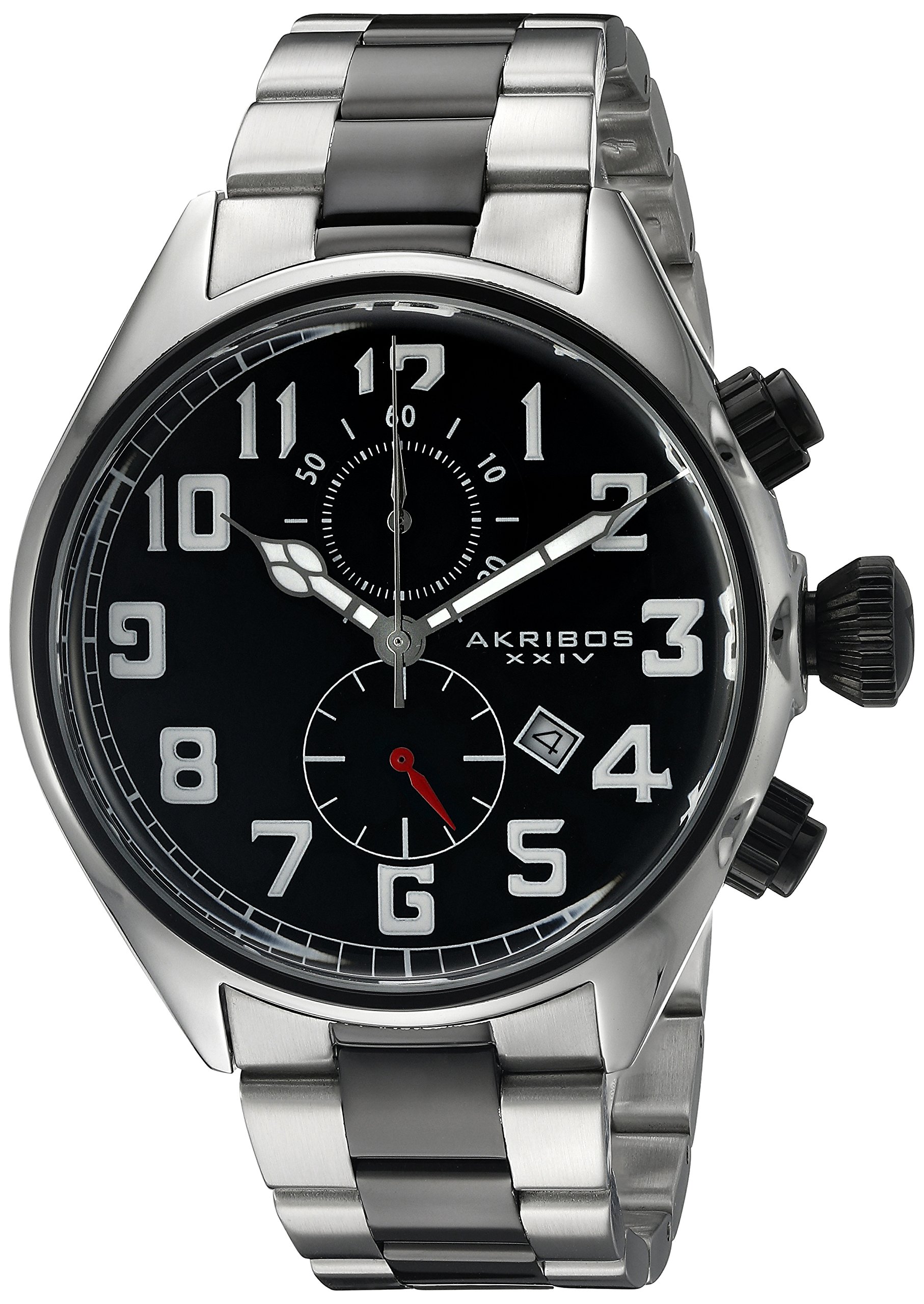 Akribos XXIV Men's Chronograph Multifunction Watch with Date Window - Stainless Steel Bracelet Watch (AK853) - Perfect for Business, Casual & Formal Occasions