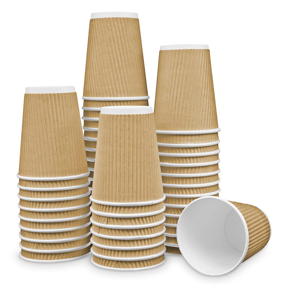Eco-Friendly 12oz Ripple Paper Cups for Coffee & Tea | 500 Count | Recyclable & Insulated Disposable To-Go Cups | Made in USA | Perfect for Coffee Shops, Offices & Catering Events
