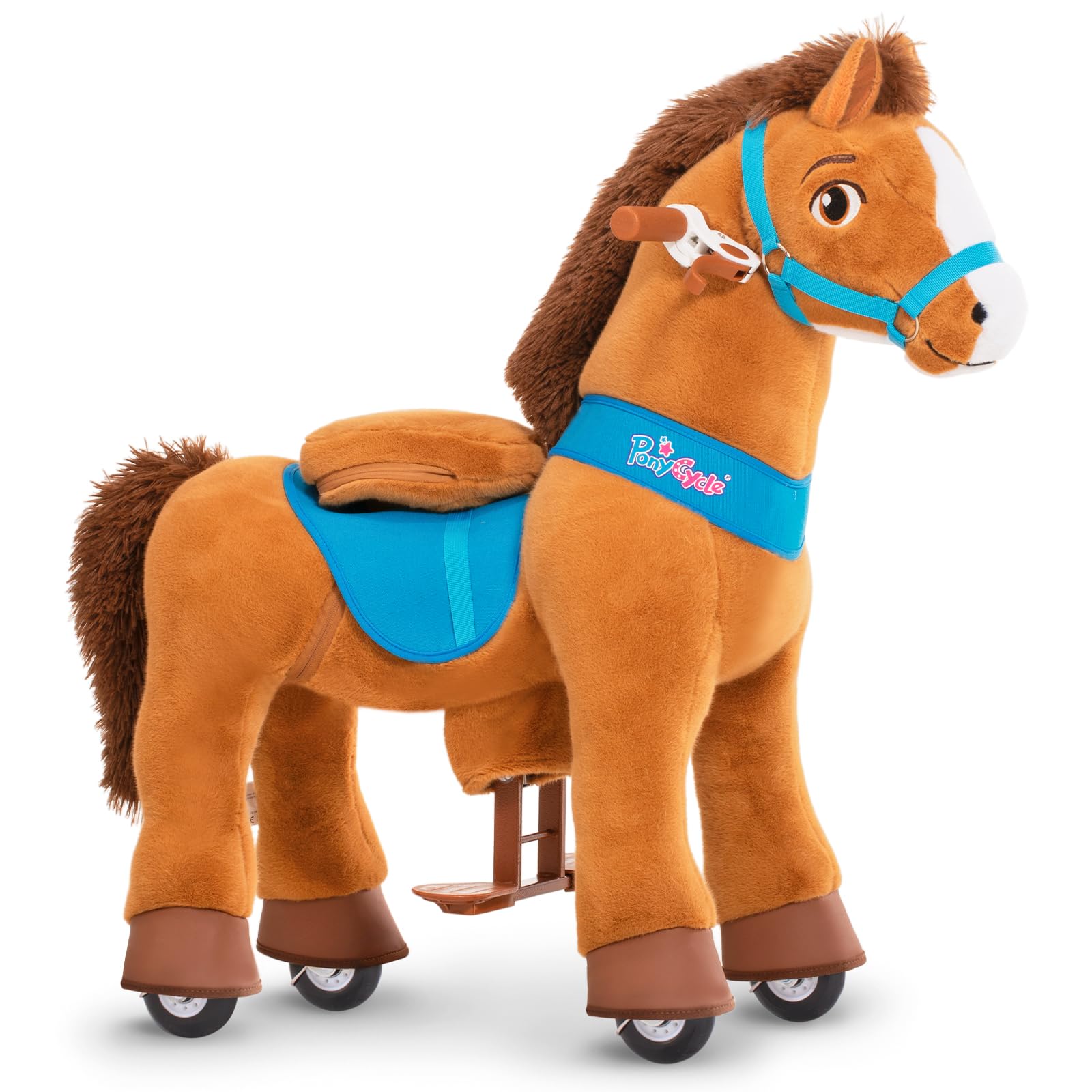 Pony Cycle Ride-On Rocking Horse Toy for Kids Age 4-8 | No Battery Needed | Plush Brown Animal Riding Toy (Model E437) - Perfect for Indoor Play, Outdoor Adventures & Imaginative Playtime