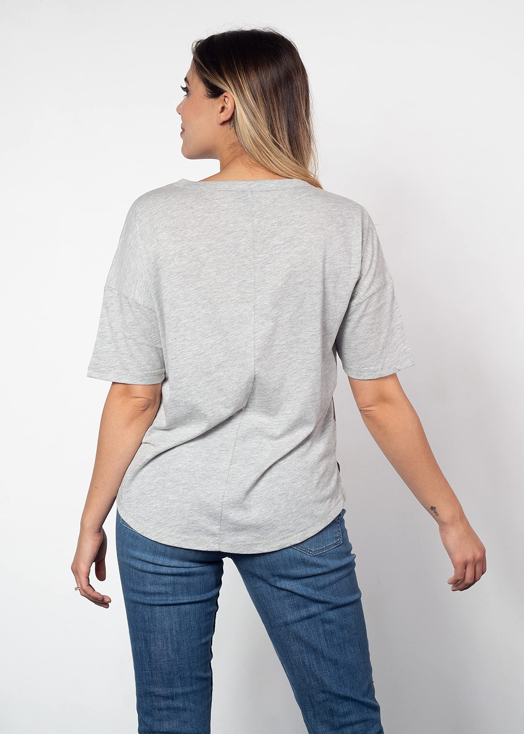 UG Apparel Women's V-Happy Jersey - Comfortable V-Neck T-Shirt for Casual Wear, Workout & Everyday Outfits | Soft Breathable Fabric | Trendy Fashion Top for Women