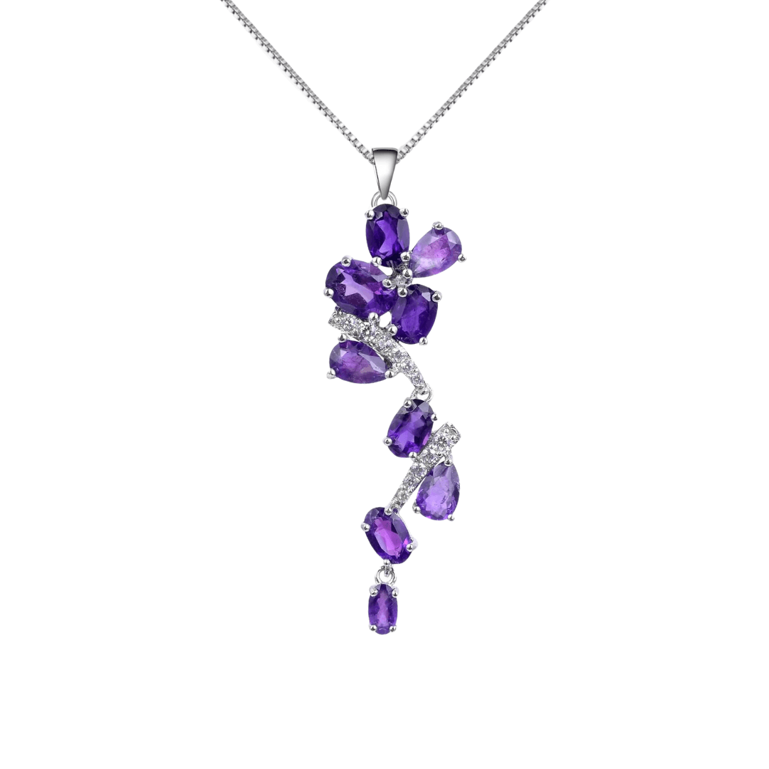Natural Amethyst Leaf Pendant Necklace for Women - Healing Crystal Jewelry Gift for Birthday, Anniversary & Spiritual Protection | Boho Chic Fashion Accessory