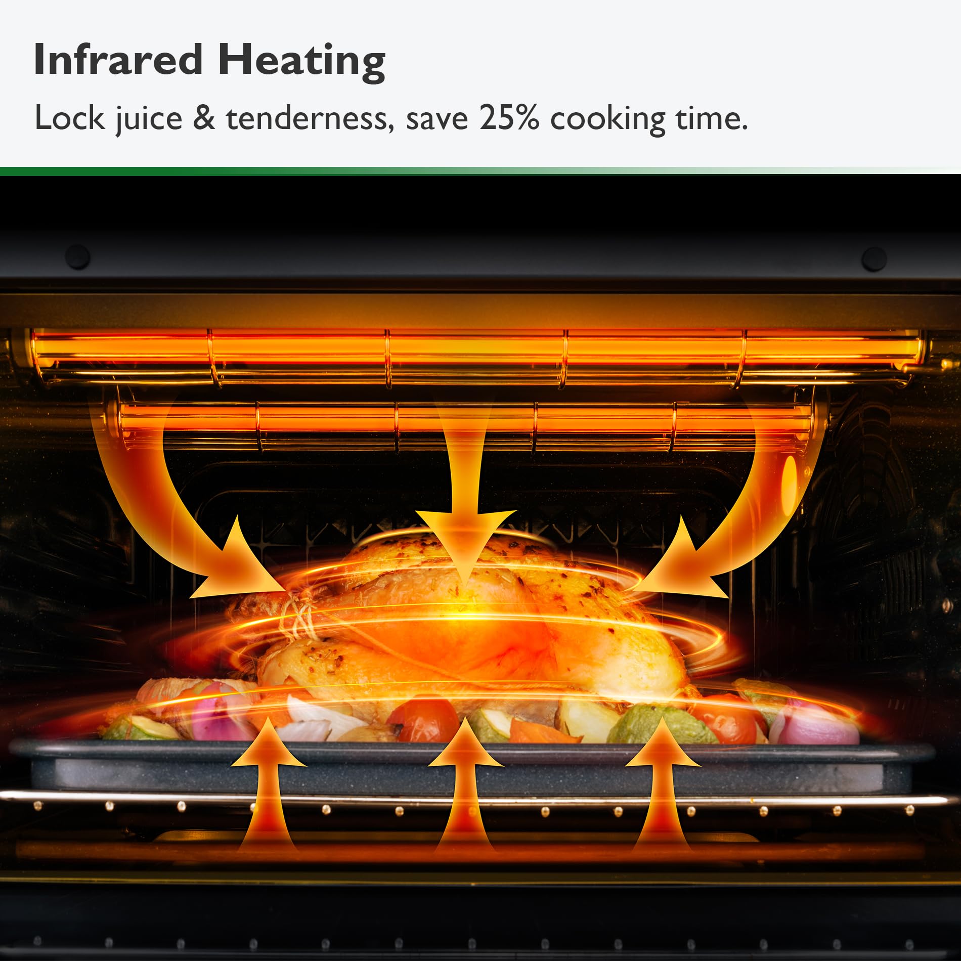 Infrared Air Fryer Toaster Oven Combo - 10-in-1 Countertop Convection Oven with Non-Toxic Enamel Coating, Extra Large Capacity for 6-Slice Toast, Includes Easy-Clean Enamel Baking Pan - Perfect for Healthy Cooking, Baking, and Family Meals