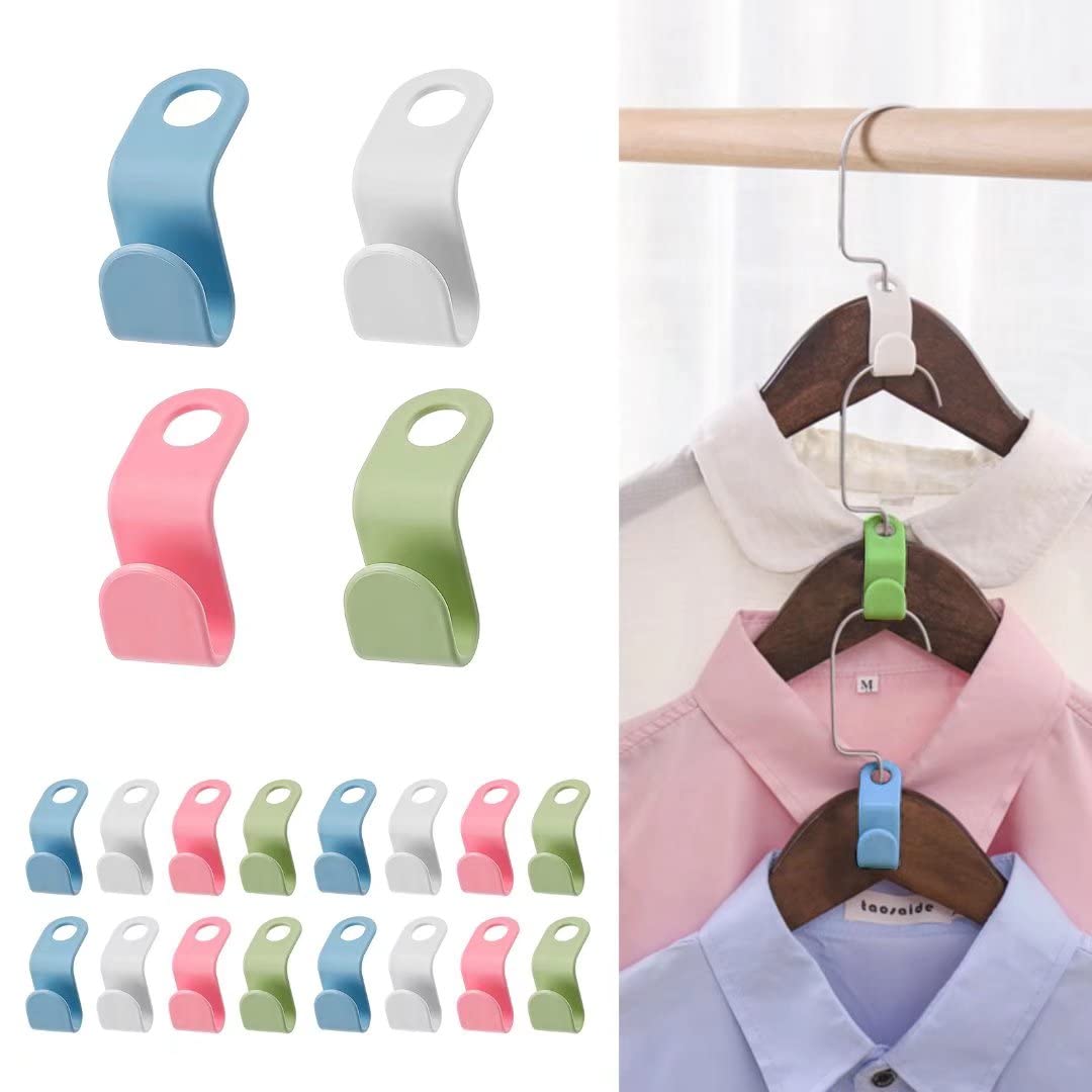 BSHAPPLUS 150-Piece Plastic Clothes Hanger Connector Hooks - Space Saving Closet Organizer, Hanger Extender for Wardrobe Storage - Multicolor (Perfect for Small Spaces, Laundry Rooms & Kids' Clothes)