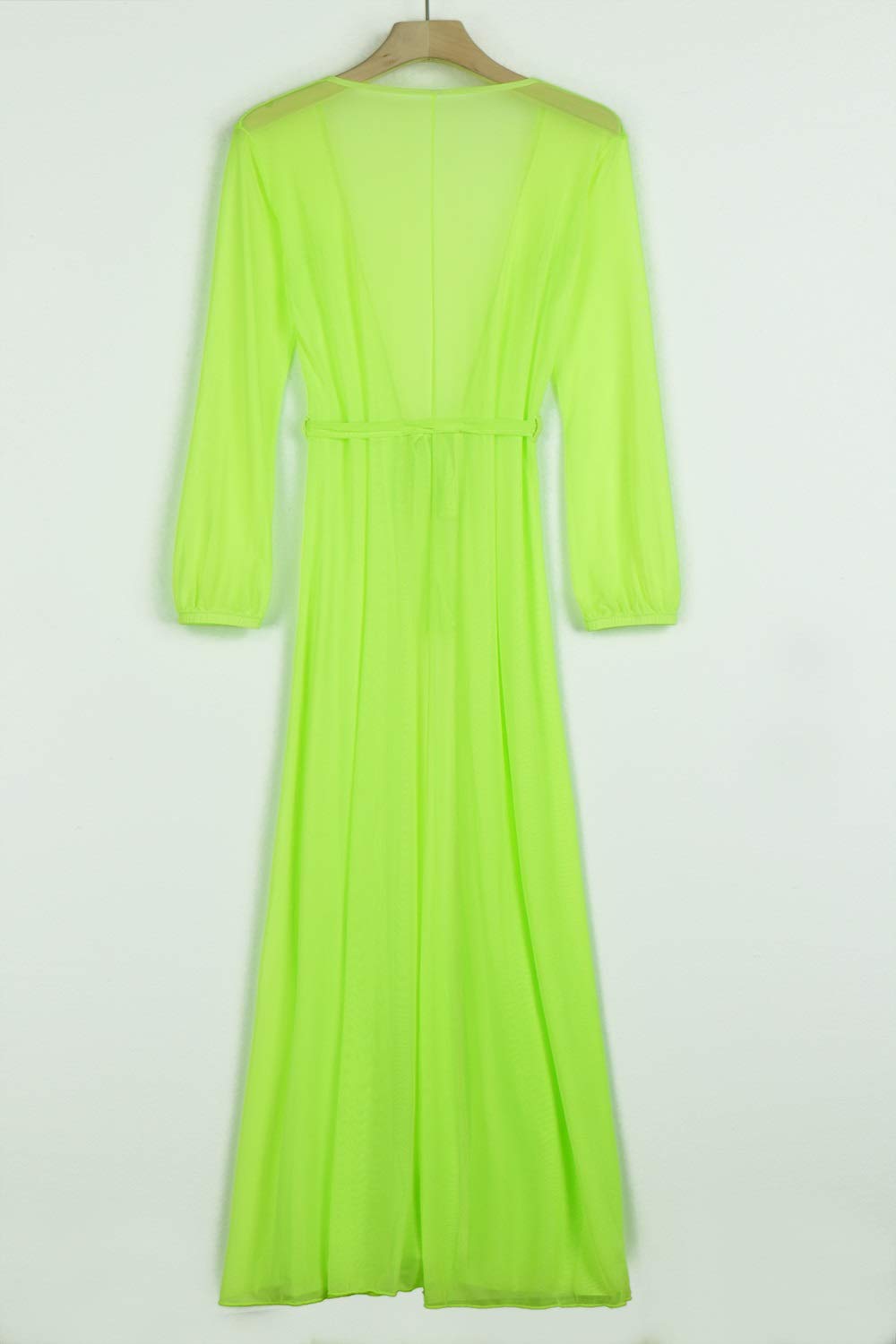 Sexy Women's Mesh Long Sleeve Tie Front Swimsuit Cover Up Dress - Beachwear, Pool Party, Vacation & Summer Outfit for Swim Beach Maxi Dress