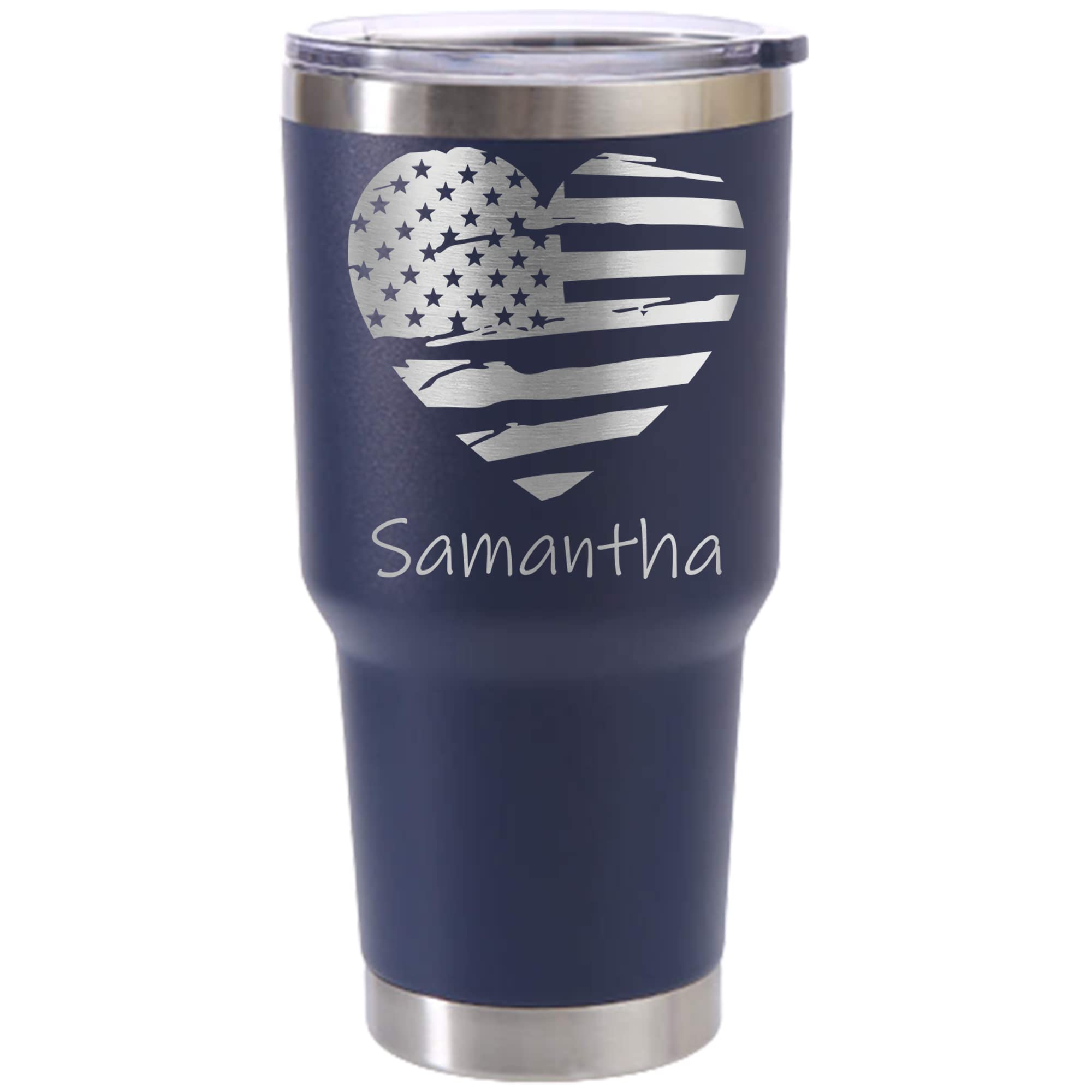 Personalized American Flag Tumbler - Patriotic Stainless Steel Cup for 4th of July, Veterans Day & Military Appreciation - USA Flag Insulated Travel Mug for Women & Men - Perfect Gift for Retired Veterans, Military Families & Patriotic Events