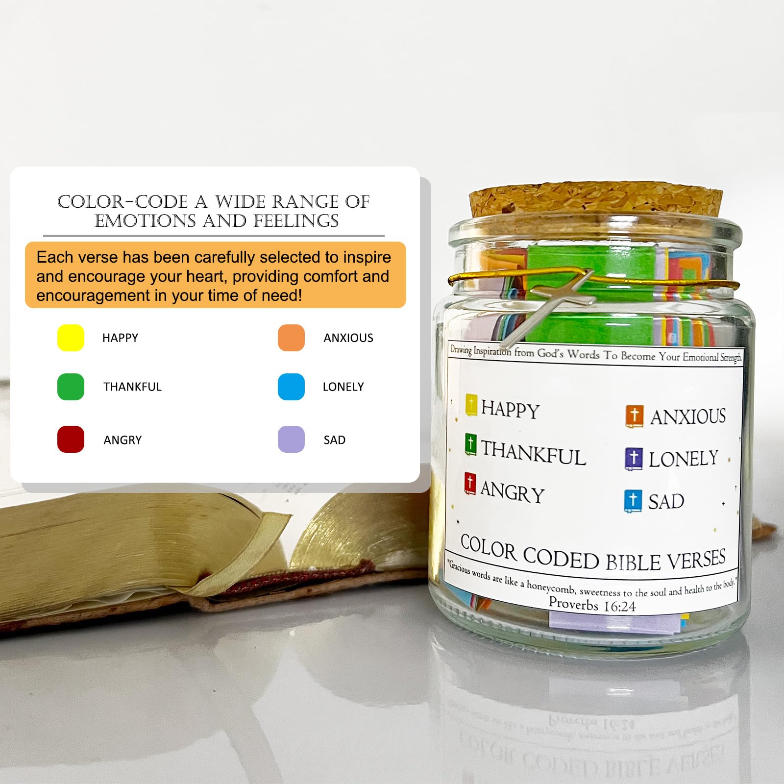 Bible Verses Jar - 96 Inspirational Scripture Notes, Christian Gift for Graduation & Daily Motivation - Perfect for Prayer & Faith Encouragement