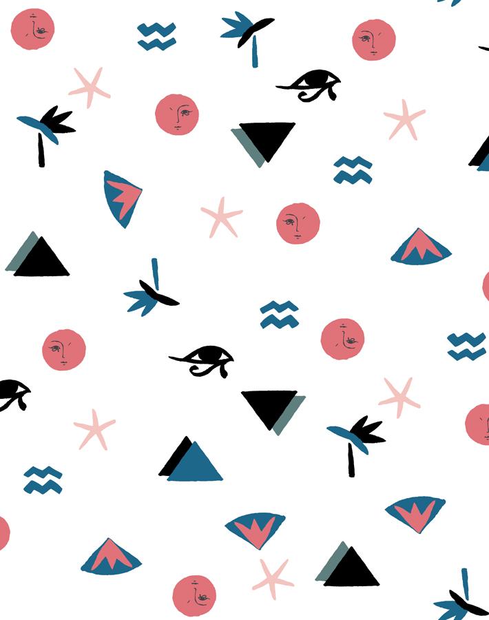 Egyptian Icons Wallpaper in Cadet Blue by Tea Collection - Perfect for Nursery, Kids Room Decor & Themed Bedrooms