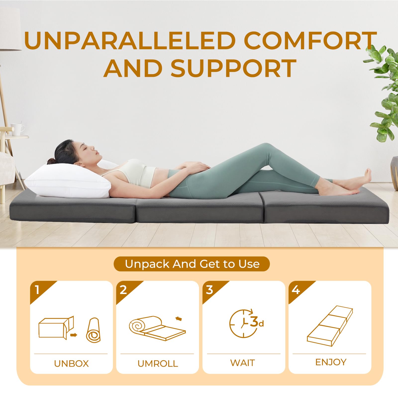 Portable Tri-Fold Memory Foam Mattress - 4