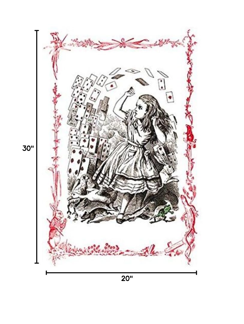 Alice in Wonderland 'You're Nothing but a Pack of Cards' Fine Art Canvas Print - 20x30 Inches Wall Decor for Living Room, Bedroom & Office