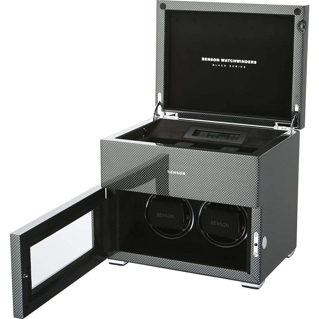Benson Black Series Double Automatic Watch Winder for Men - 2 Watch Storage Case with Quiet Motor | Perfect for Luxury Watches, Travel & Display (Black)