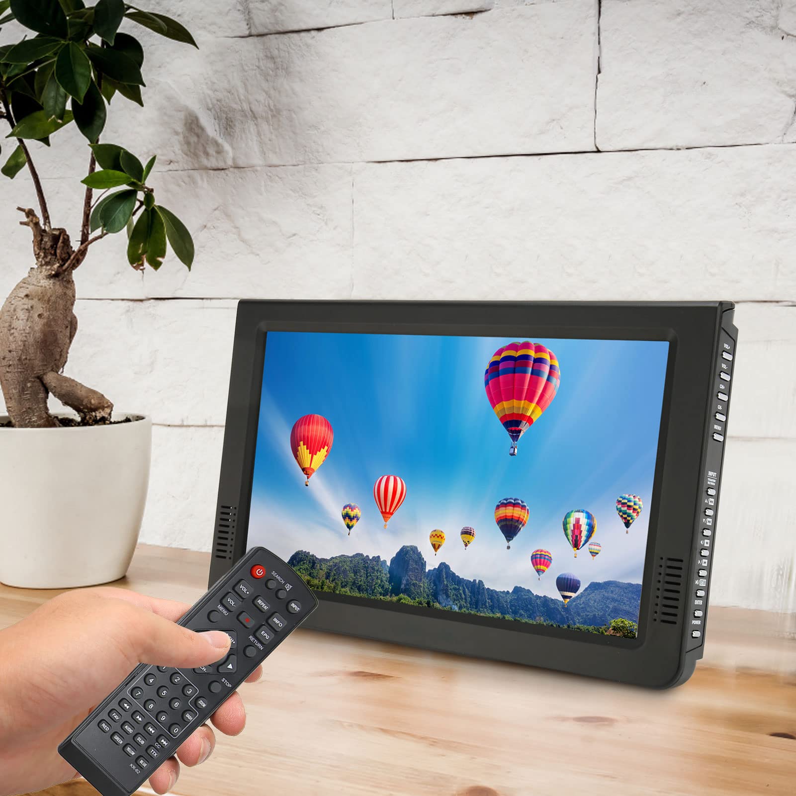 10 Inch Portable TV with Antenna - 1024X600 HD Mini Car TV with ATSC Tuner, Supports VGA/HDMI/AV/PC/Headset/USB - Ideal for Road Trips, Camping & Emergency Use (48.25MHz-863.25MHz)