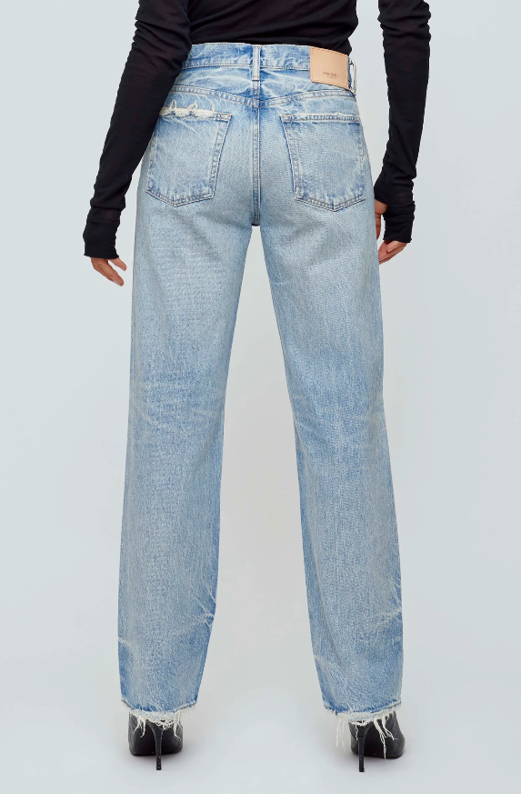 Moussy MV Wildwood Straight Low Women's Jeans - High Waist Slim Fit Denim Pants for Casual Wear & Everyday Outfits