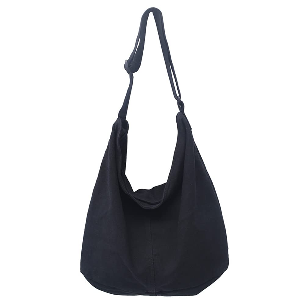Stylish Large Canvas Crossbody Handbag for Women - Casual Shoulder Bag & Hobo Tote Purse (Black) | Perfect for Work, Travel & Everyday Use