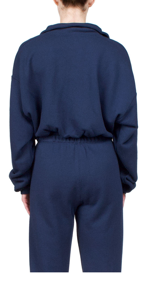 Cropped Half Zip Sweatshirt for Women - Navy Blue Pullover Hoodie | Casual Streetwear, Workout & Lounge Wear
