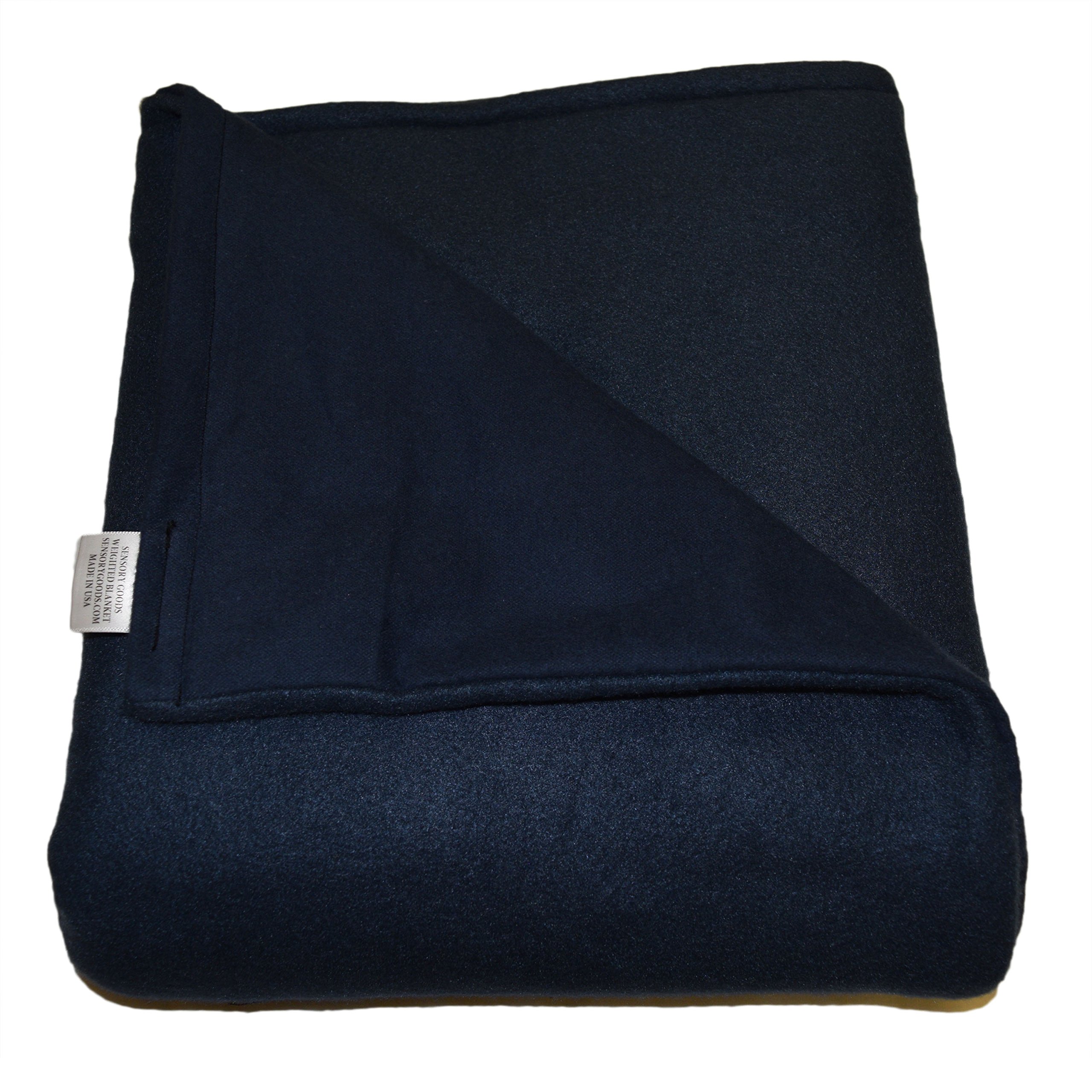 13lb Weighted Blanket for Adults - Navy Blue Fleece & Flannel (66