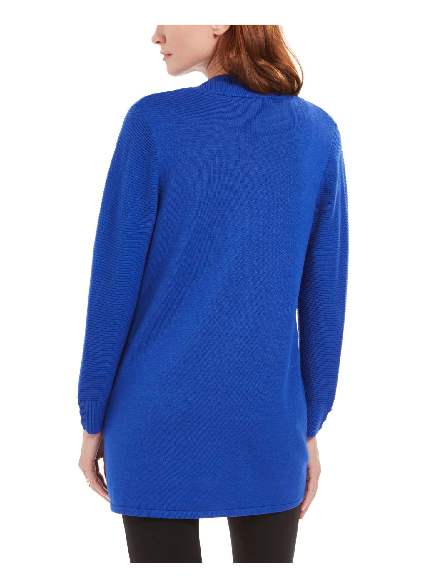 Kasper Women's Ribbed Open Front Cardigan Sweater - Blue Size S | Cozy Casual Wear for Fall & Winter | Perfect for Office, Lounge & Outings