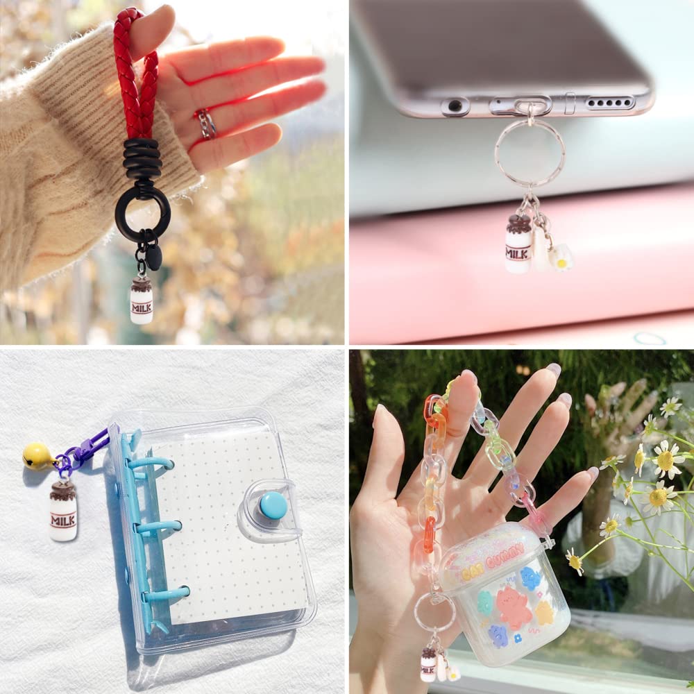 10pcs White Milk Bottle Resin Charms - 24x10mm Cute Dangle Pendants with Metal Loops for DIY Jewelry Making, Earrings, Bracelets, Necklaces - Perfect for Crafting, Gifts & Kawaii Accessories