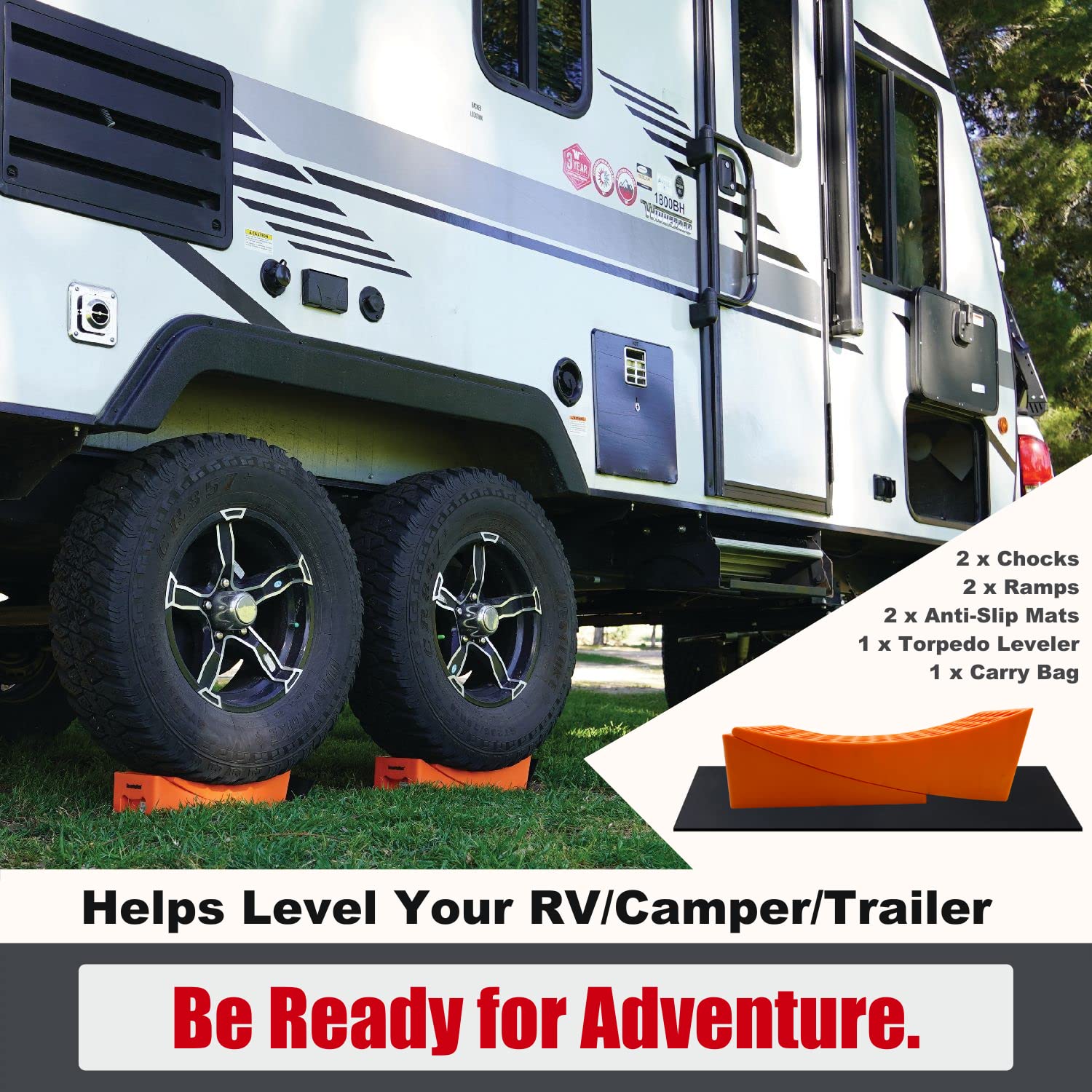 Premium RV Camper Levelers 2 Pack Kit - Anti-Slip Stabilizers for Easy Parking & Leveling | Perfect for Travel Trailers, Motorhomes & Camping Trips