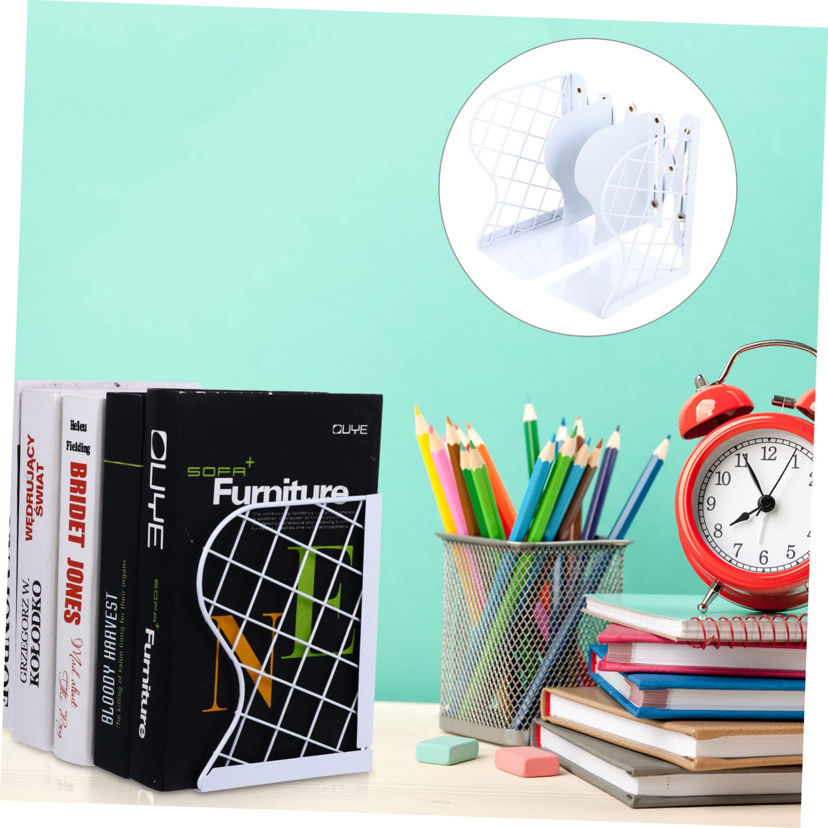Foldable Iron Magazine Rack & Bookends - Adjustable Shelf Organizer for Books, Magazines, Newspapers - Perfect for Living Room, Bedroom, or Office Storage