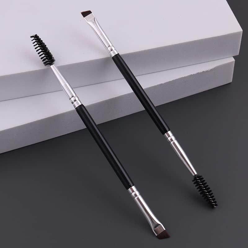 Double Ended Eyebrow Brush & Spoolie - Angled Brow Brush for Precision Application & Blending of Eyebrow Powders, Waxes & Gels - Professional Makeup Tool for Perfect Brows - Ideal for Home, Travel & Salon Use
