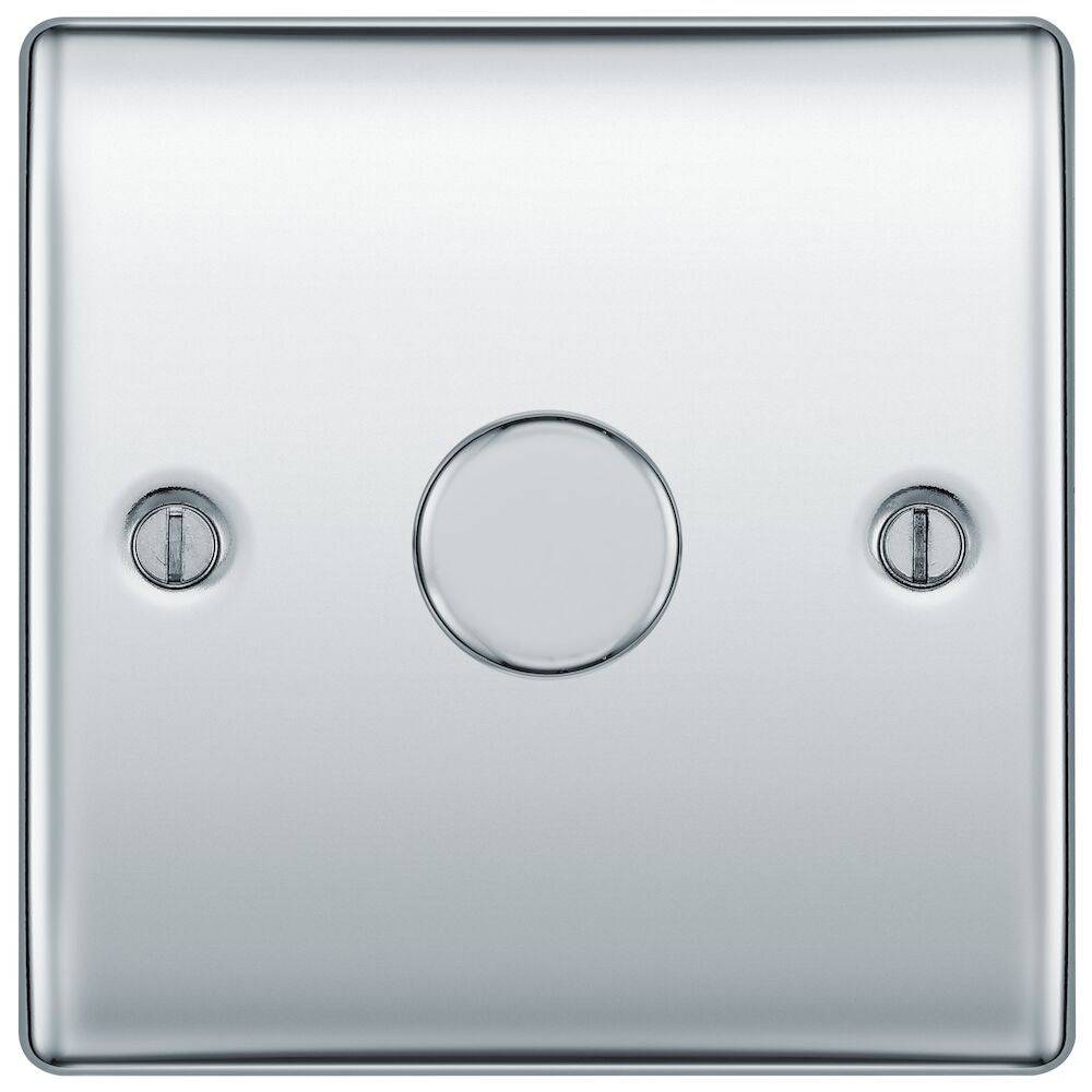 BG Nexus 1G Metal Polished Chrome Dimmer Switch NPC81 - Perfect for Modern Home Lighting Control in Living Room, Bedroom & Office