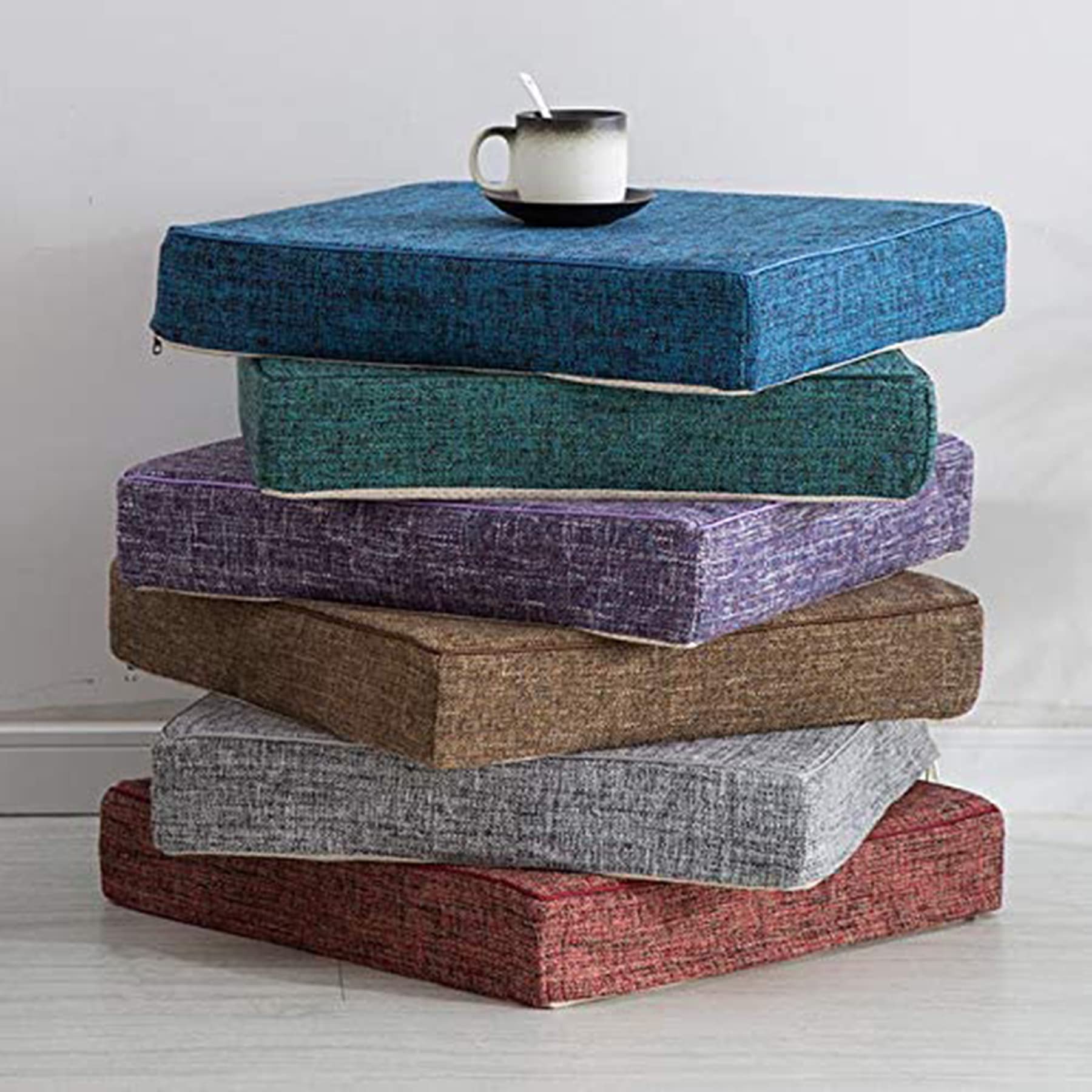Square Chair Cushion - 5cm Thick Non-Slip Dining Chair Seat Pad - 50x50cm Wine Red - Perfect for Kitchen Stools, Garden, Indoor & Outdoor Use