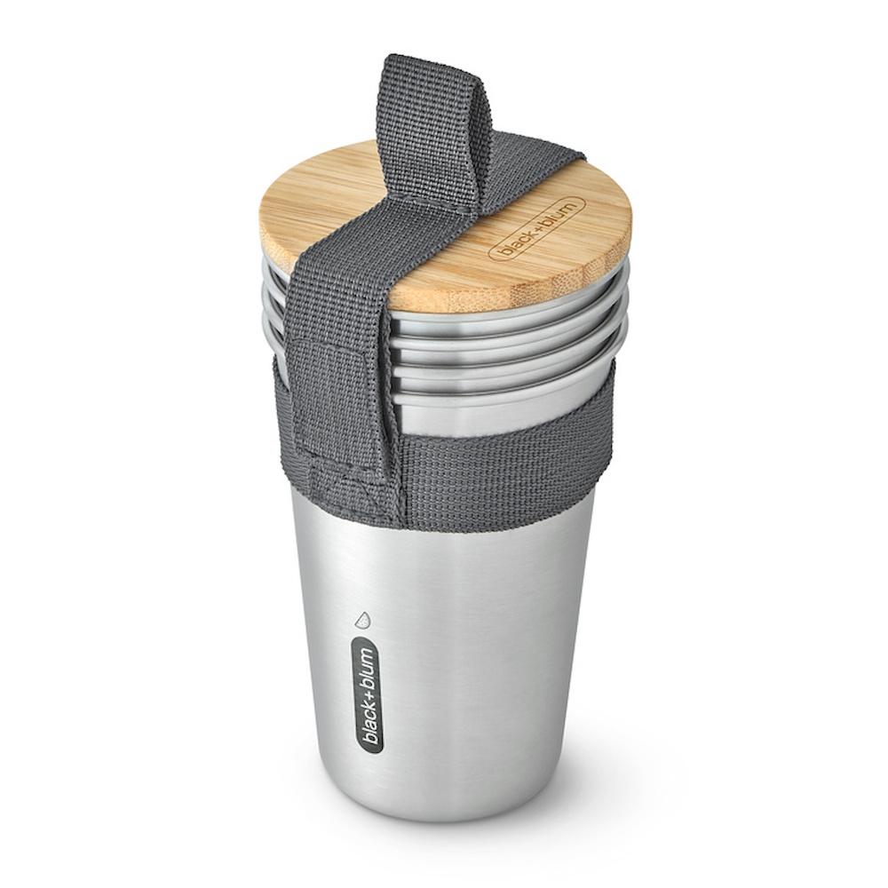 Black + Blum 500ml Picnic Cup Set of 4 - Reusable Stainless Steel Drinking Cups for Camping, Hiking, Outdoor Adventures & Travel