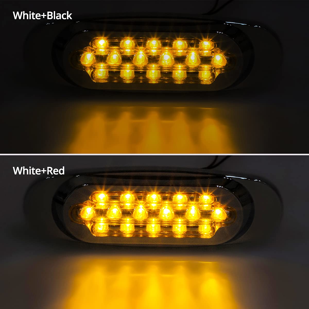 Partsam 10Pcs 6.5 Inch Clear Lens Amber LED Oval Marker Lights - 16 Diodes Sealed Flush Mount for Trucks & Trailers - Waterproof Turn Signal & Cab Panel Lights Replacement for Kenworth/Peterbilt - Perfect for Night Driving & Safety Visibility