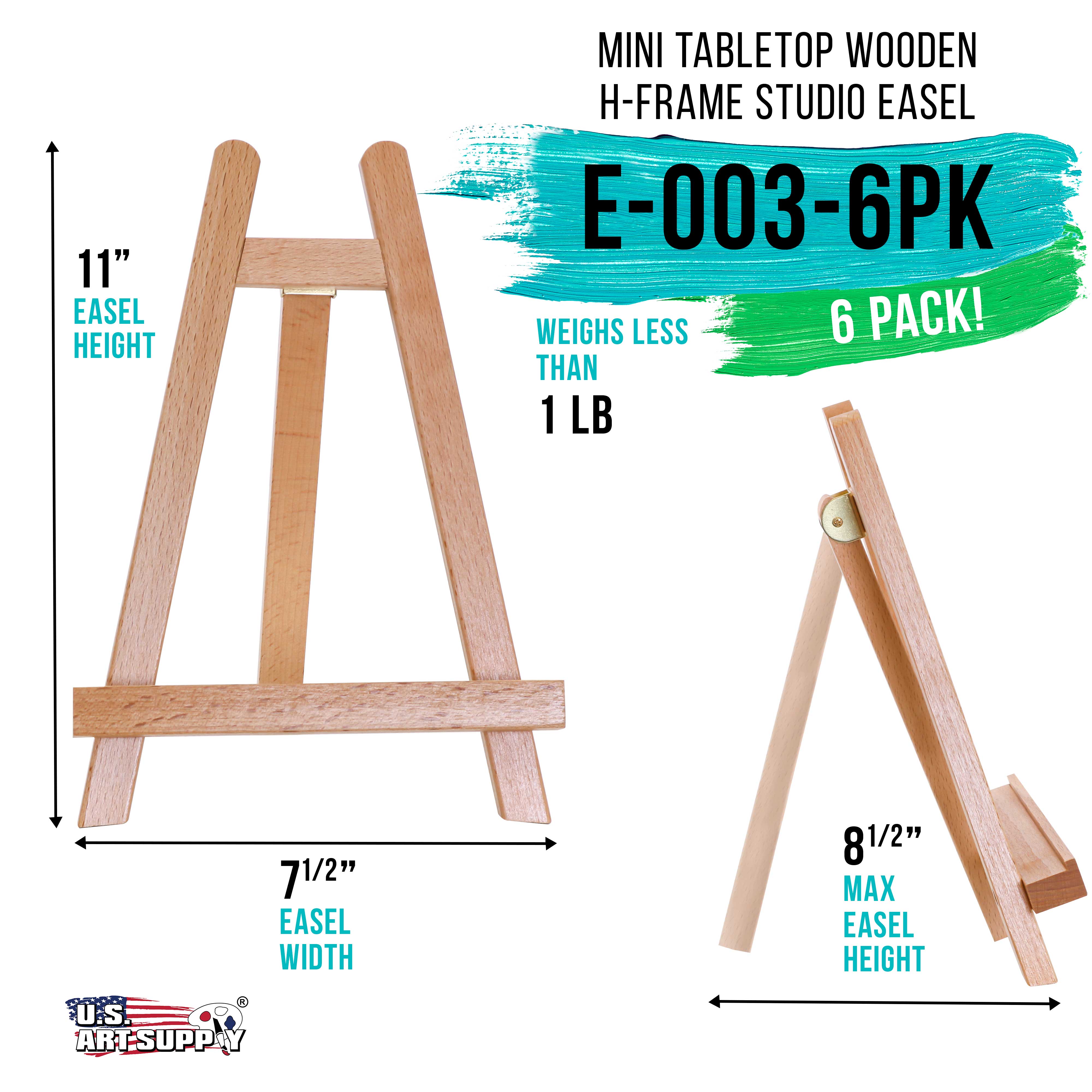 10.5 Inch Small Wooden Tabletop Easel (6 Pack) - A-Frame Artist Canvas Holder for Painting, Drawing & Display - Perfect for Art Studios, Classrooms & Home Decor