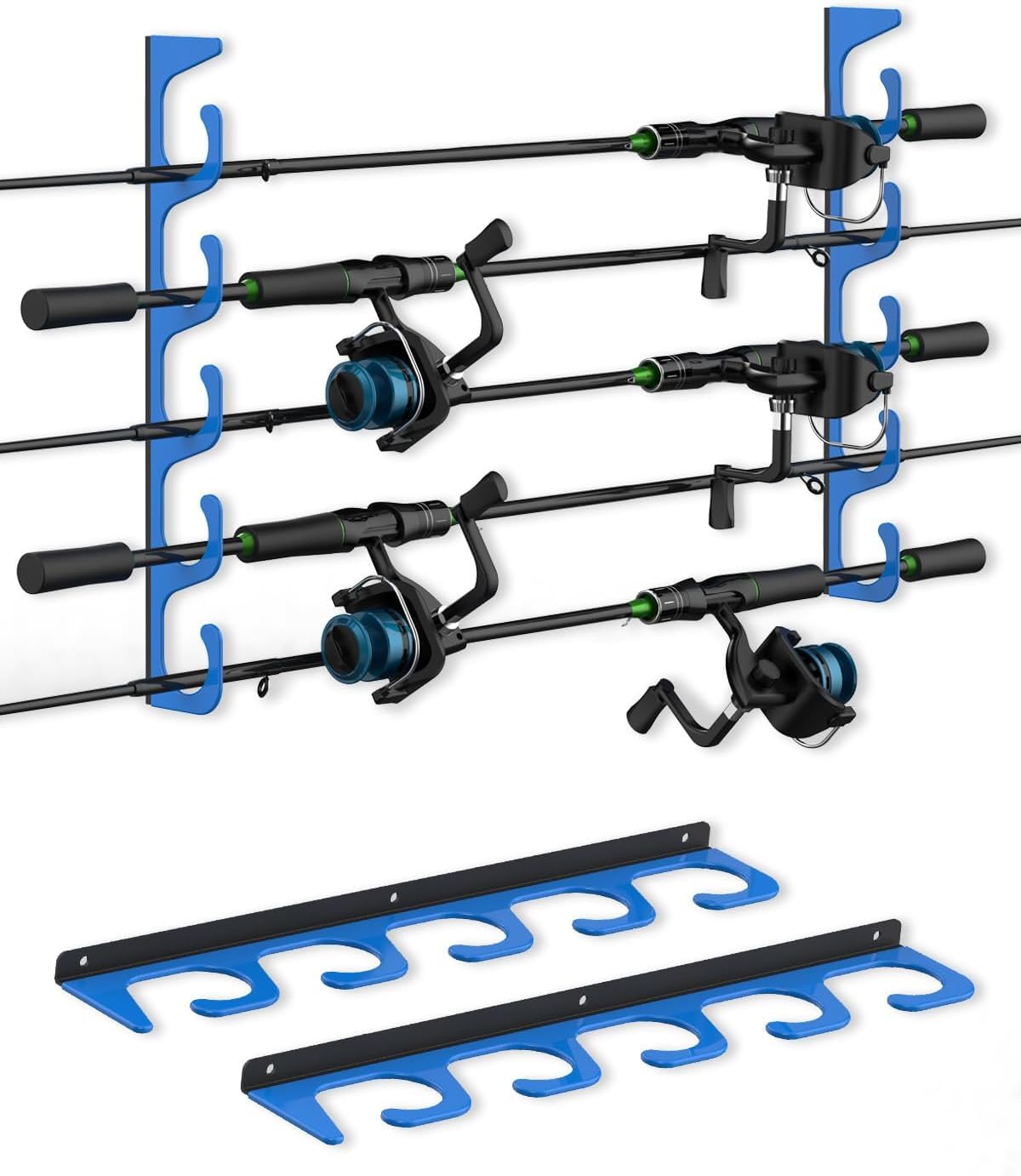 5-Pack Fishing Rod Holder Wall & Ceiling Mount - Heavy Duty Rod Storage Rack for Garage, Boat, RV - Universal Fit for Most Fishing Poles (Great for Organizing & Space Saving)
