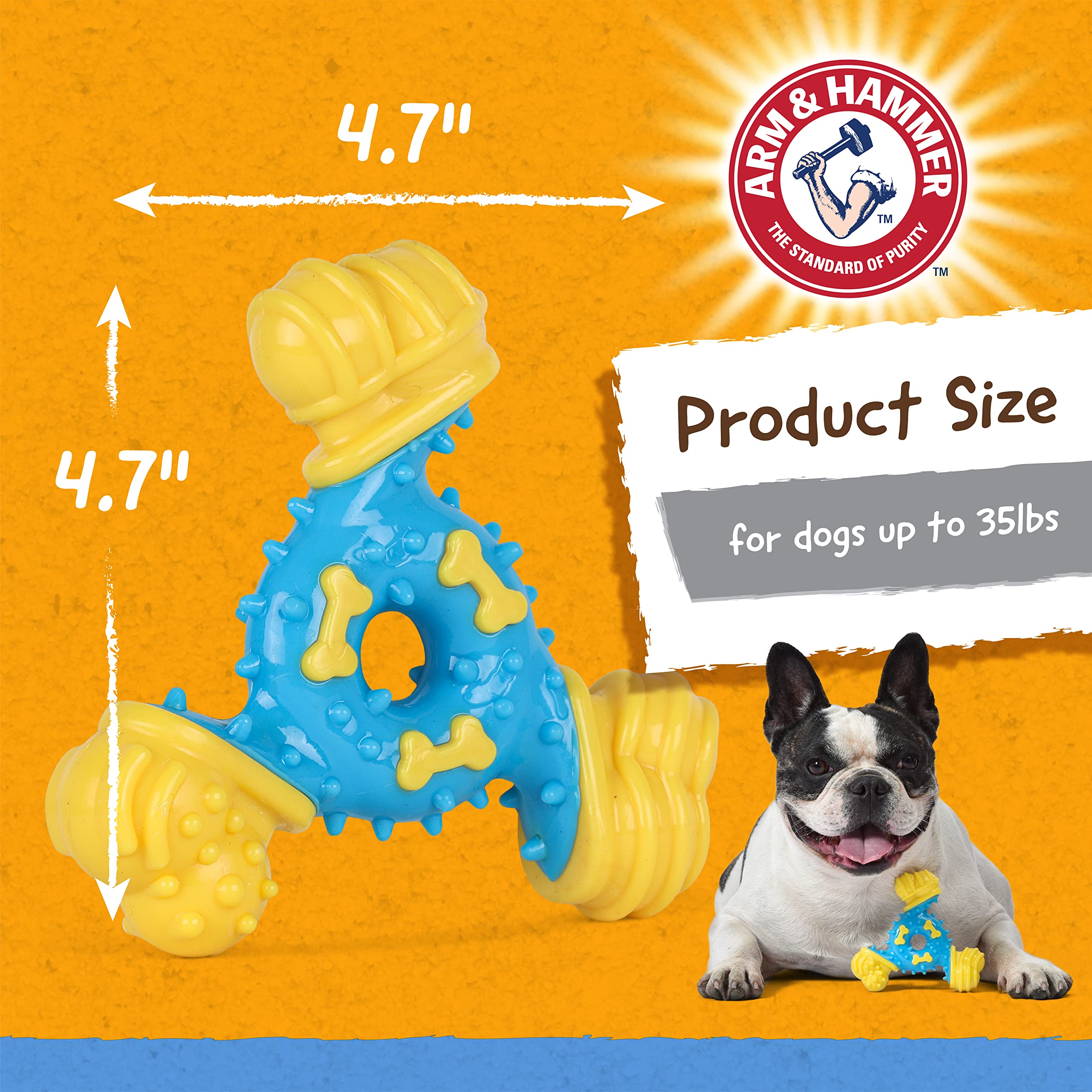 Arm & Hammer for Pets Nubbies TriBone Dental Chew Toy for Dogs - Peanut Butter Flavor with Baking Soda | Helps Reduce Plaque & Tartar, Best for Moderate Chewers (Pack of 24) | Great for Teeth Cleaning, Playtime & Long-Lasting Chewing Fun