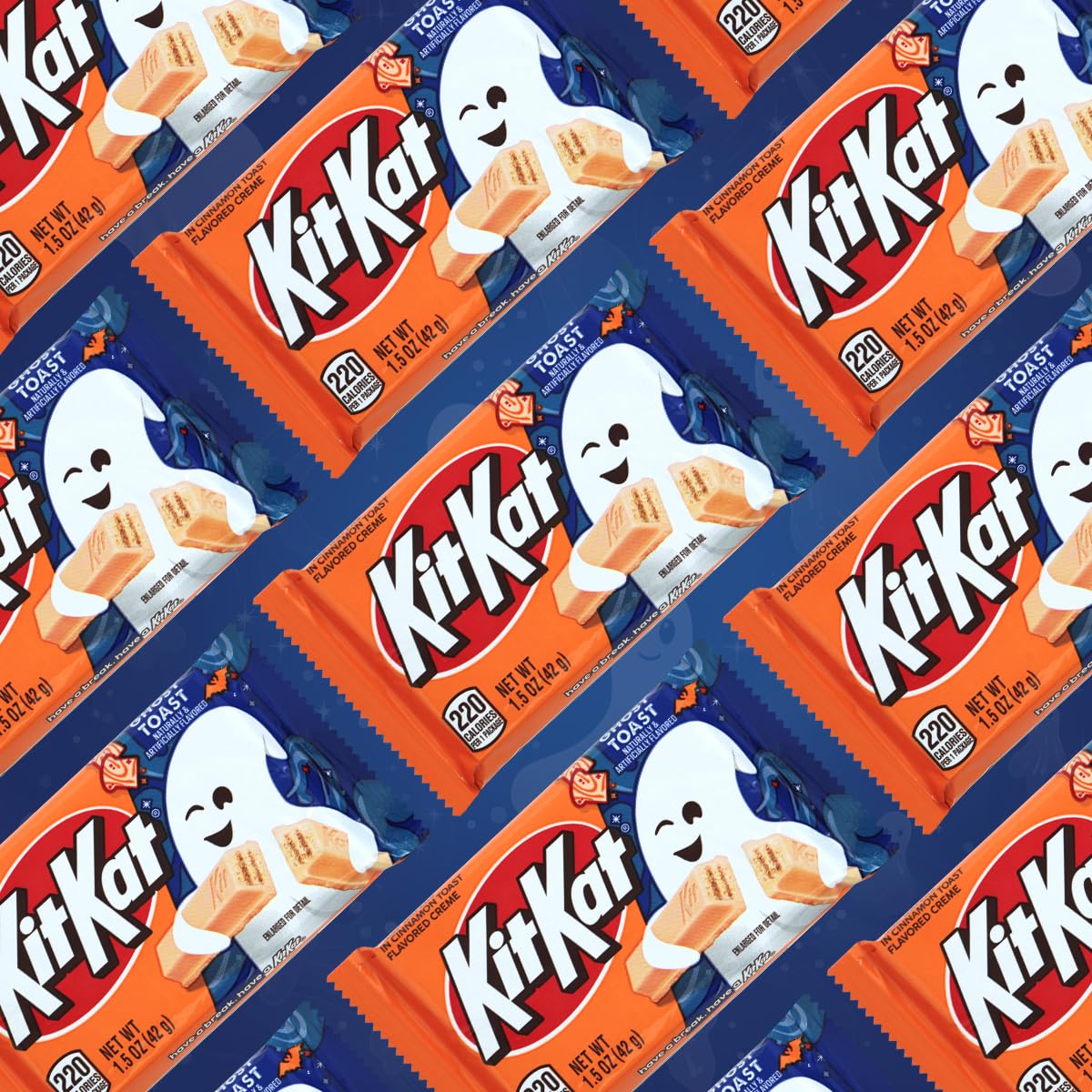 KATIES KANDY KORNER KitKat Milk Chocolate Candy Bars - Cinnamon Flavored Ghost Toast (1.5oz Each, Pack of 8) | Halloween Treats, Party Favors, Gift for Ghost Lovers | Perfect for Trick-or-Treating, Movie Nights & Spooky Celebrations