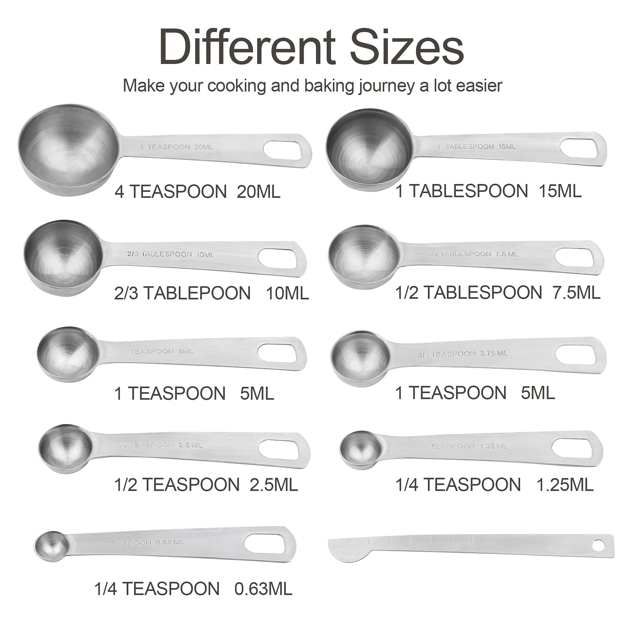 Premium 18/8 Stainless Steel Measuring Cups and Spoons Set - 8 Cups & 9 Spoons with Leveler - Heavy Duty Metric & US Standard Kitchen Baking Tools for Cooking, Baking, Meal Prep and Home Chefs