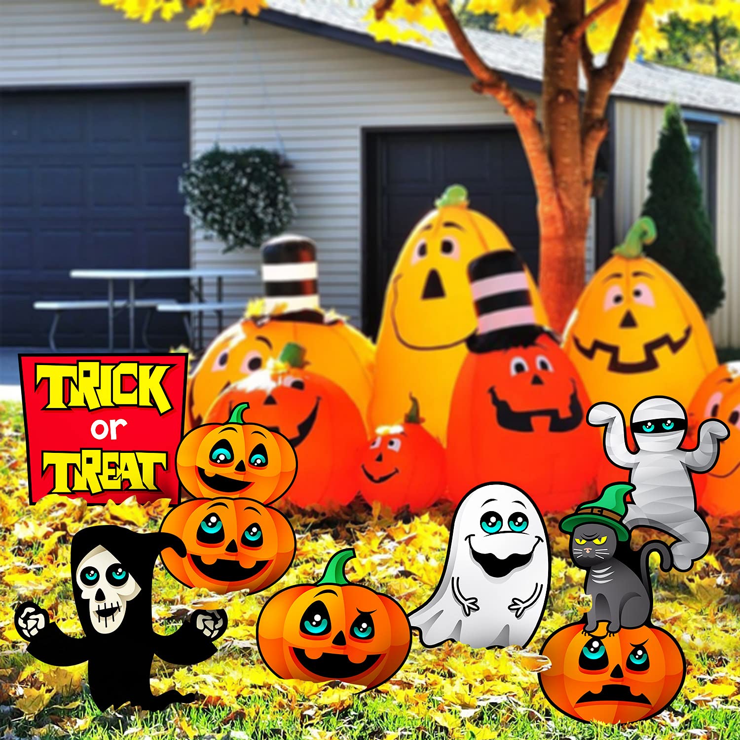 Spooky Halloween Outdoor Decorations - Haunted House Yard Signs with Metal Stakes for Scary Theme Parties | Perfect for Front Lawn, Garden & Halloween Night Decor