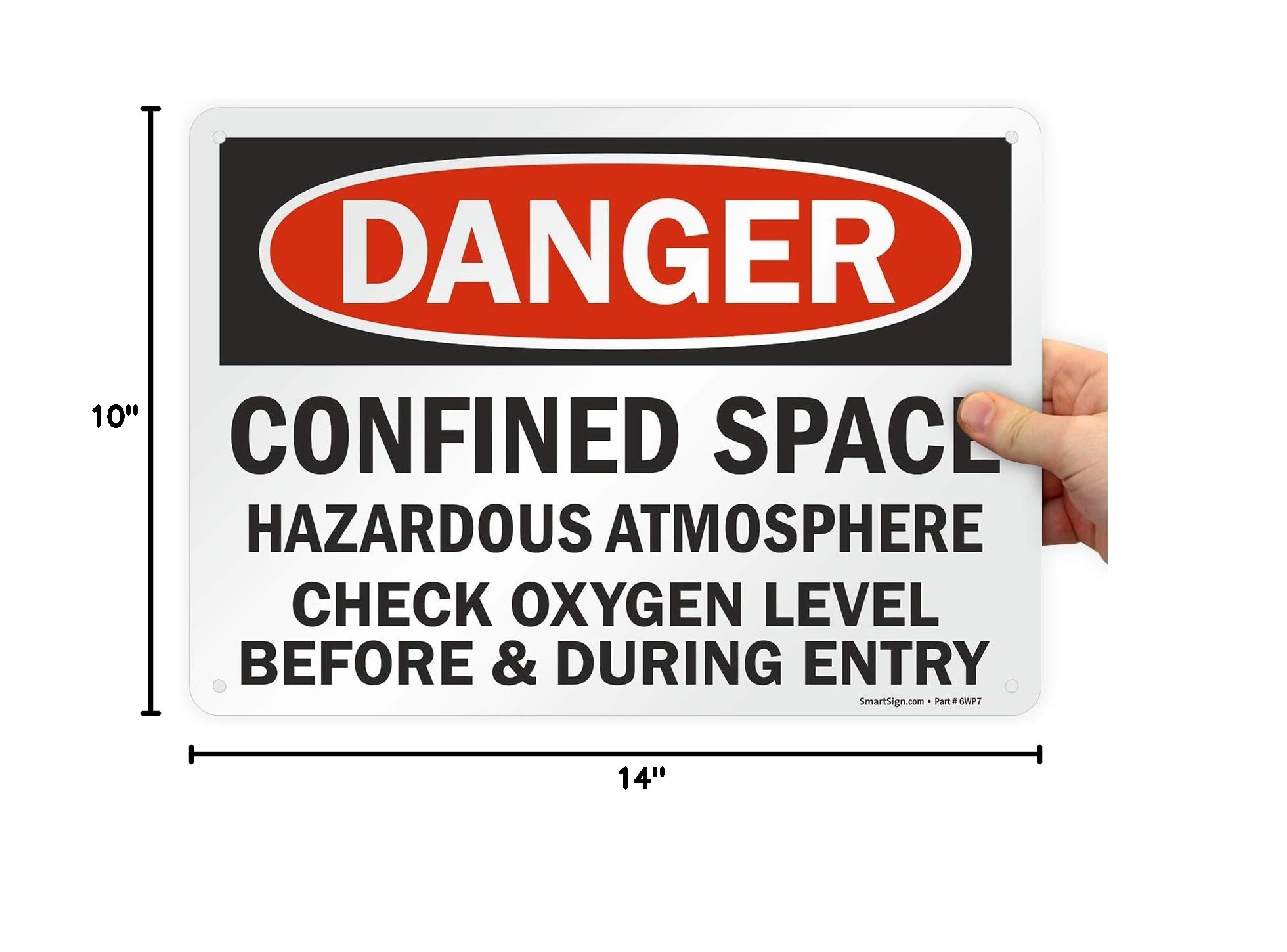 Danger - Confined Space Hazard Sign | 10x14 Inch Aluminum OSHA Warning Sign for Construction Sites & Industrial Areas | Bilingual English/Spanish Safety Sign