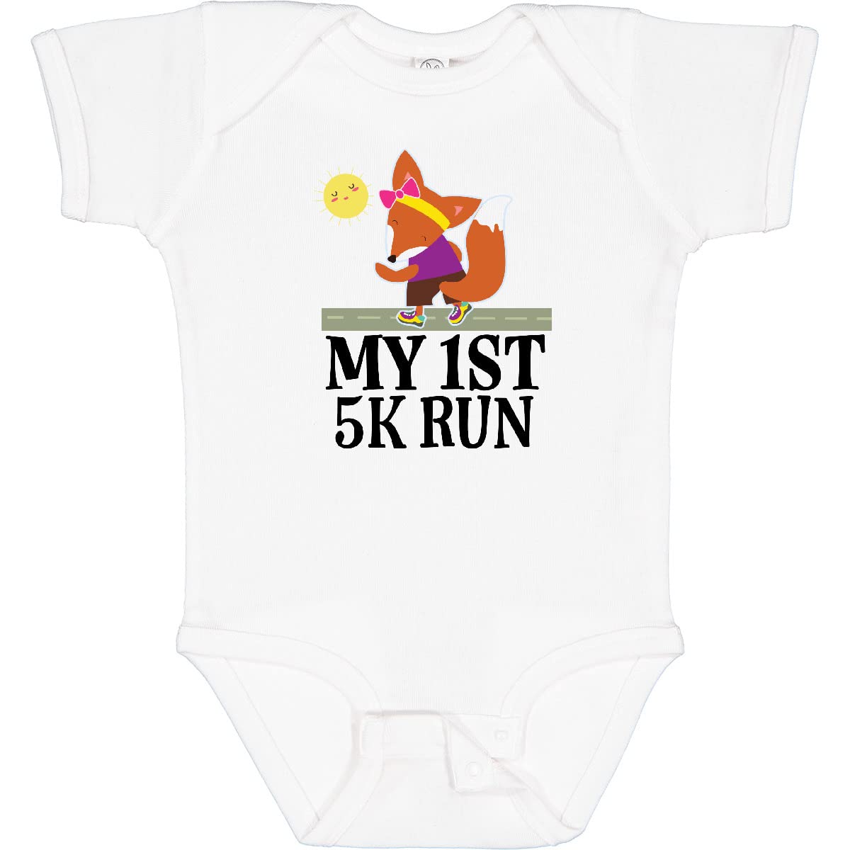 Inktastic 5K Run First Race Baby Bodysuit - Cute Running Outfit for Infants & Toddlers - Perfect for First Races, Marathons, and Family Fitness Events