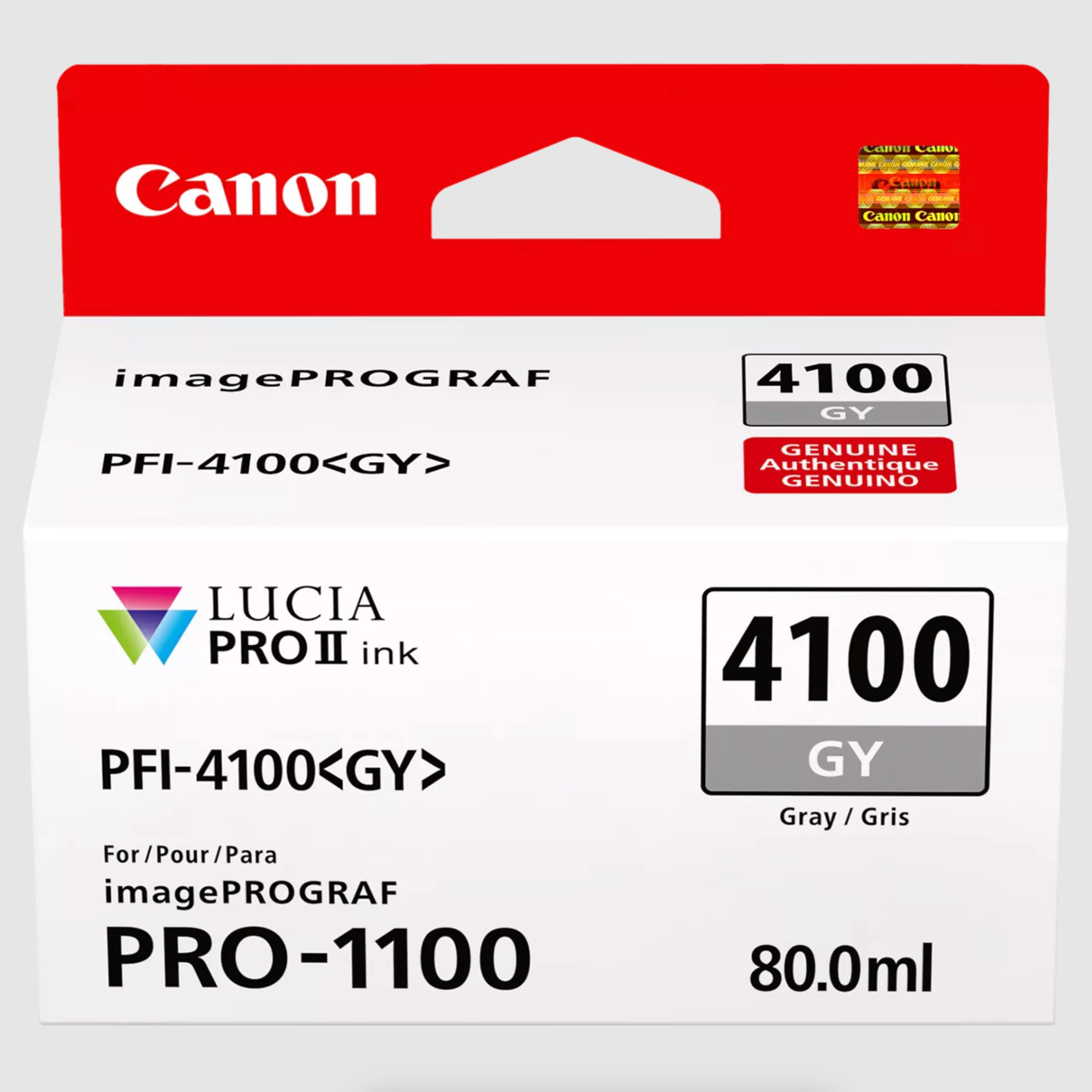 Canon PFI 4100 Gray Pigment Ink Tank (80mL) - Compatible with PRO-100, PRO-10, PRO-1000 Printers - High-Quality Photo Printing for Professional Photographers & Artists