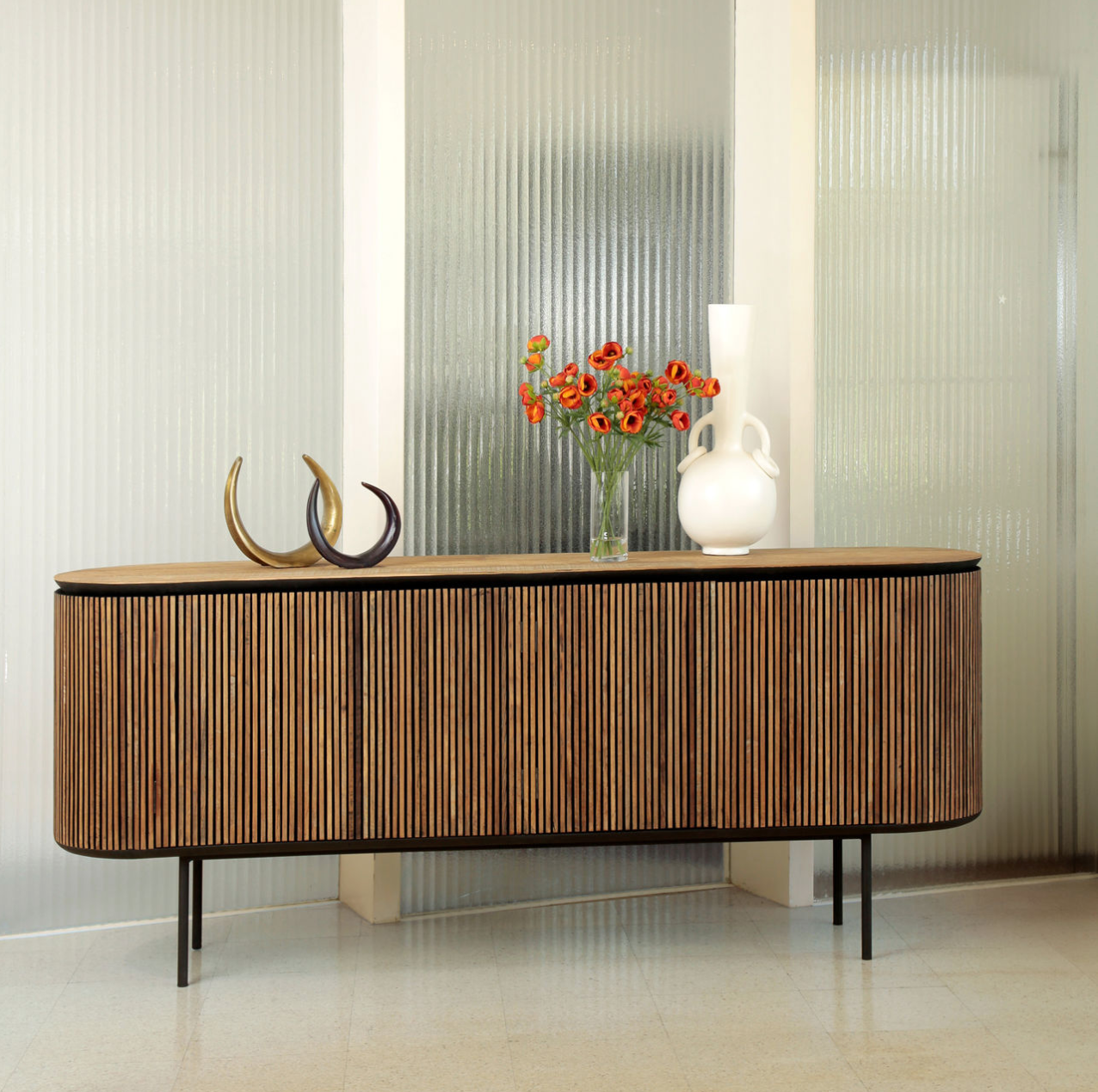Marcus Sideboard - Modern Wood Buffet Cabinet with 2 Doors & 4 Drawers for Dining Room Storage | Stylish Entryway Console Table for Hallway & Living Room