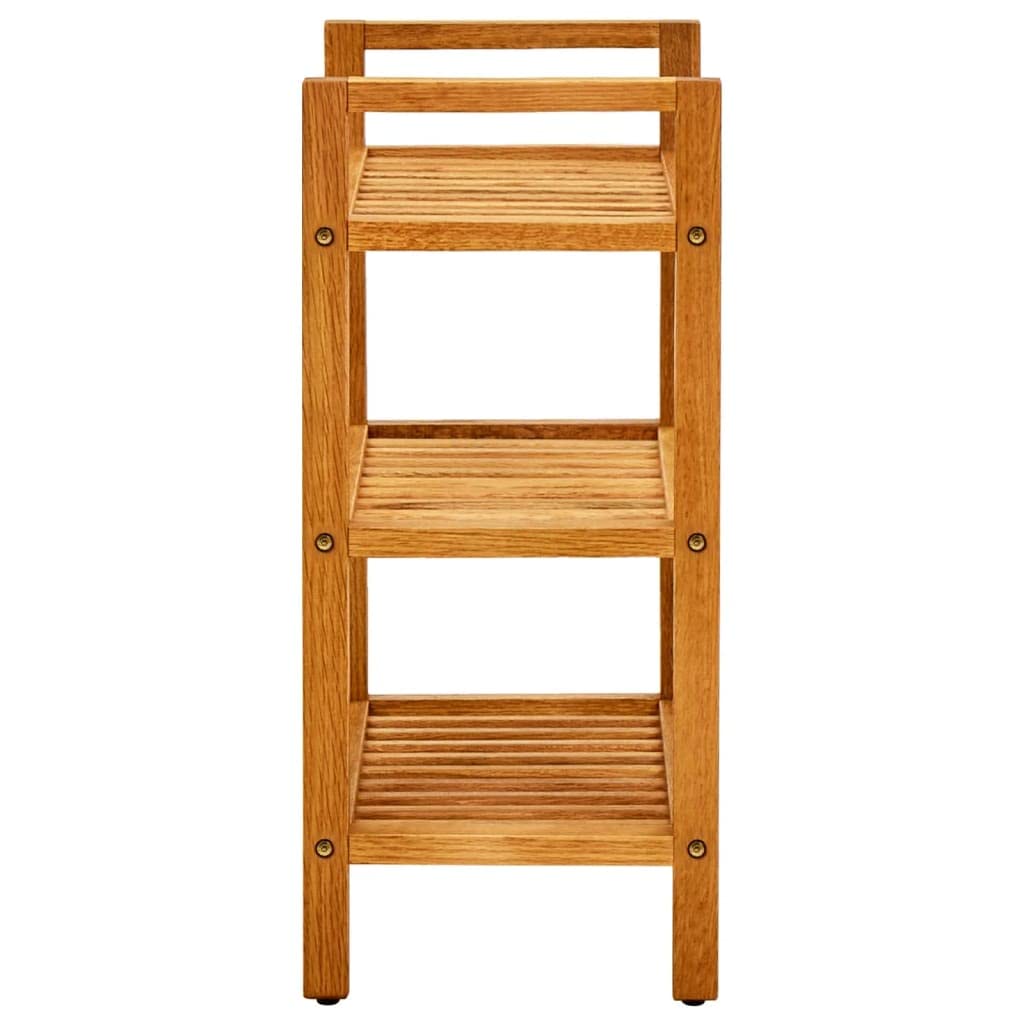3-Tier Solid Oak Wood Storage Rack for Bathroom, Kitchen, Entryway, Living Room & Bedroom - 19.6